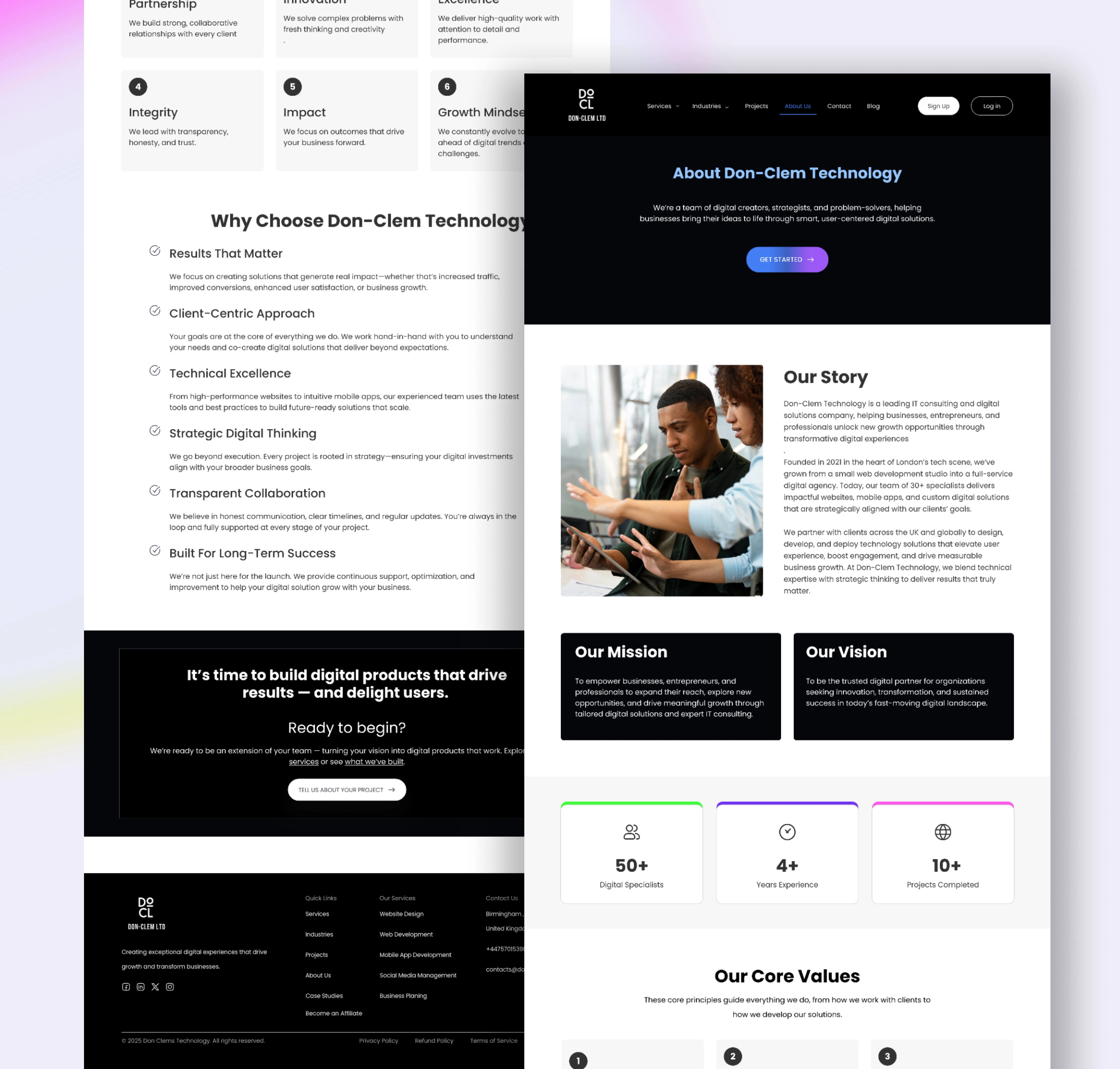 Overview of About Us Page
