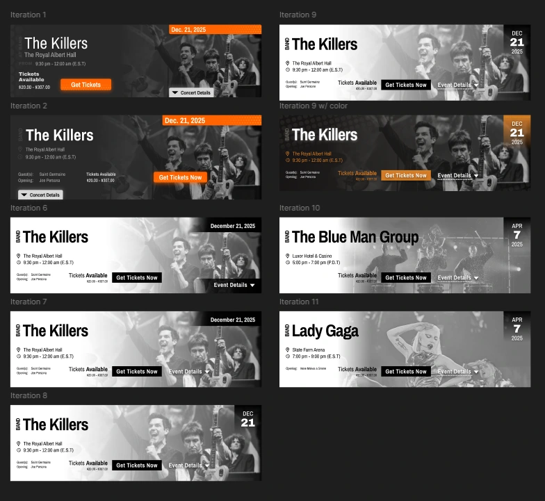 Some of several ticket iterations and examples