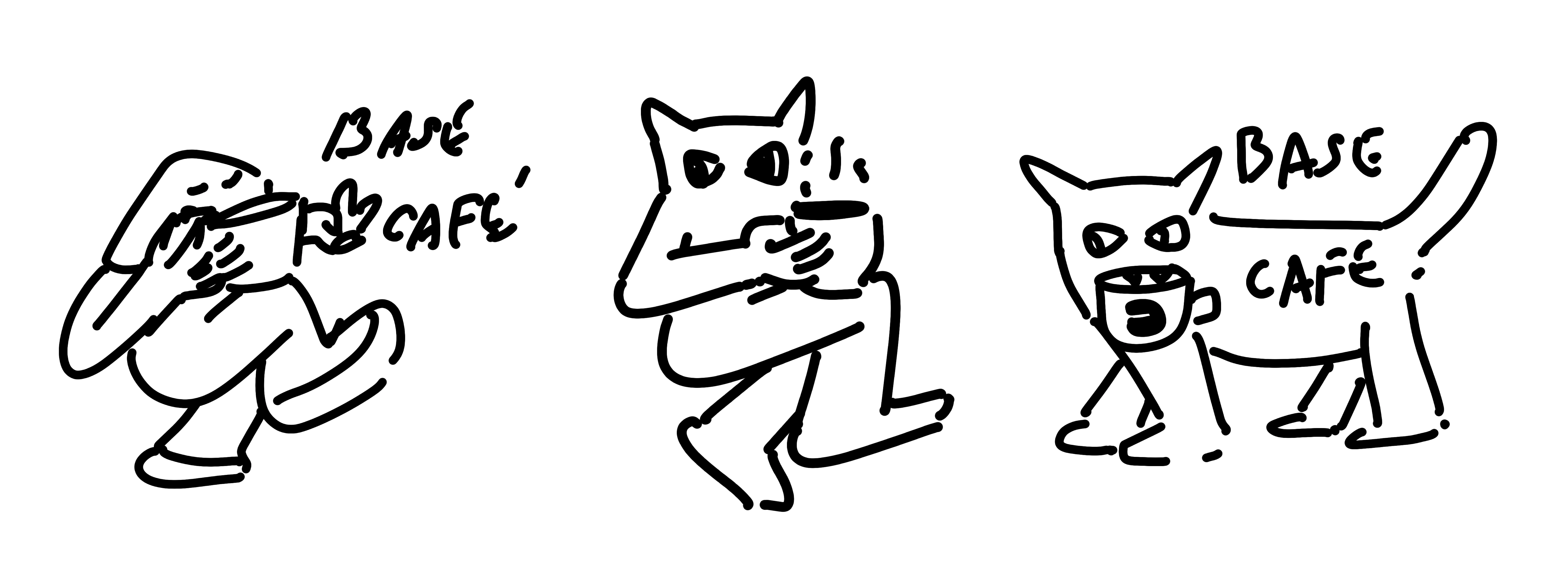 Initial sketches for the cat poses.