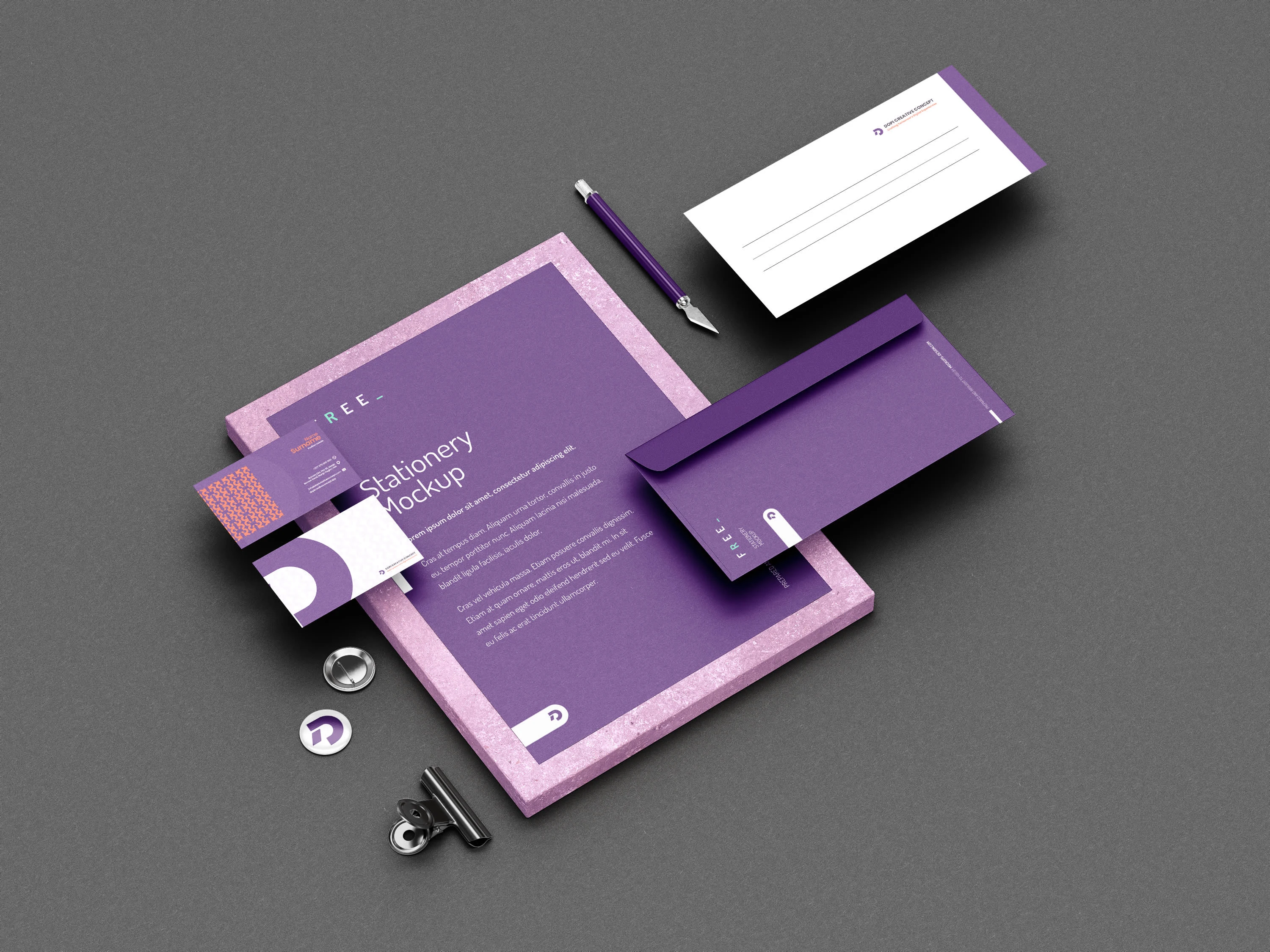 Letter Head, Business Card, Envelope, Pen, Button - Dopi Creative Concept