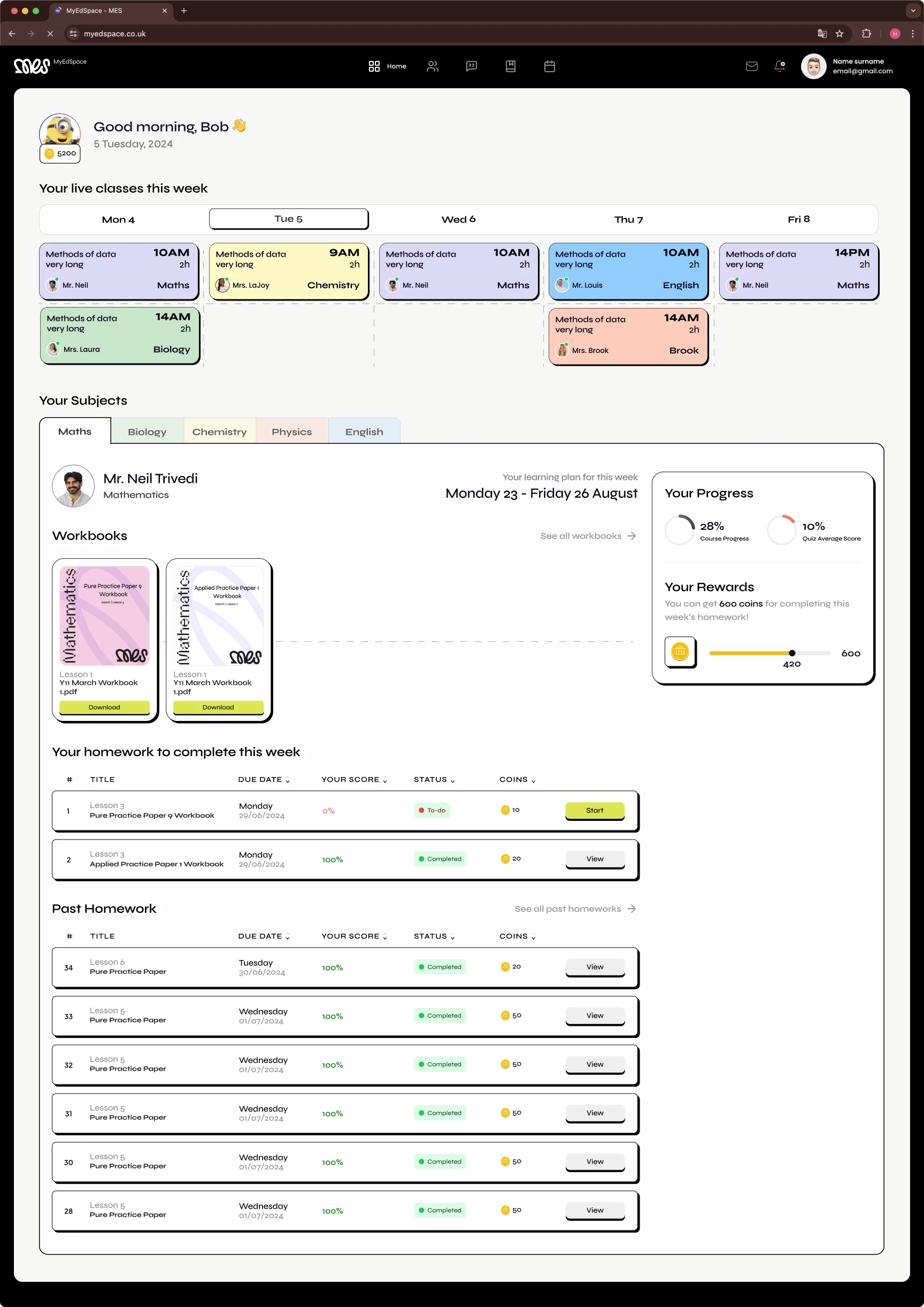 MyEdSpace - Dashboard