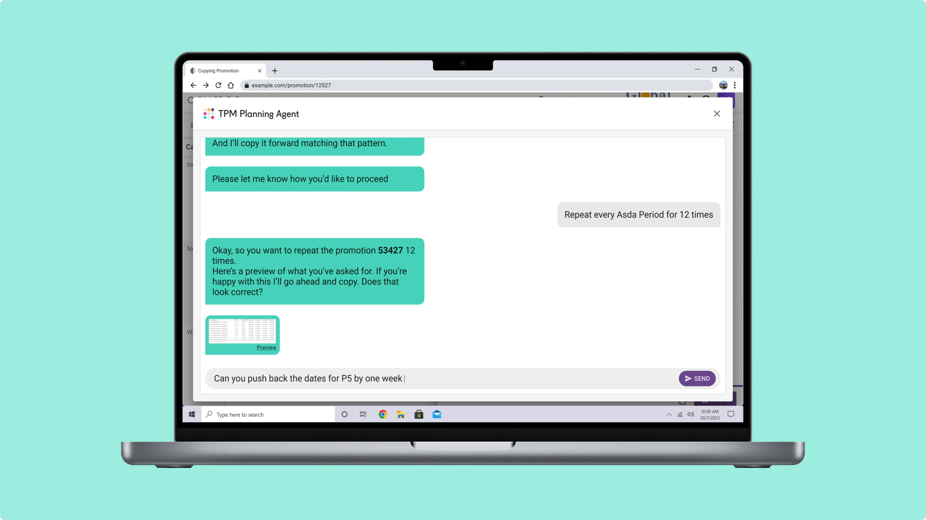 TPM Planning agent - An LLM based chat interface we explored to help with efficiency