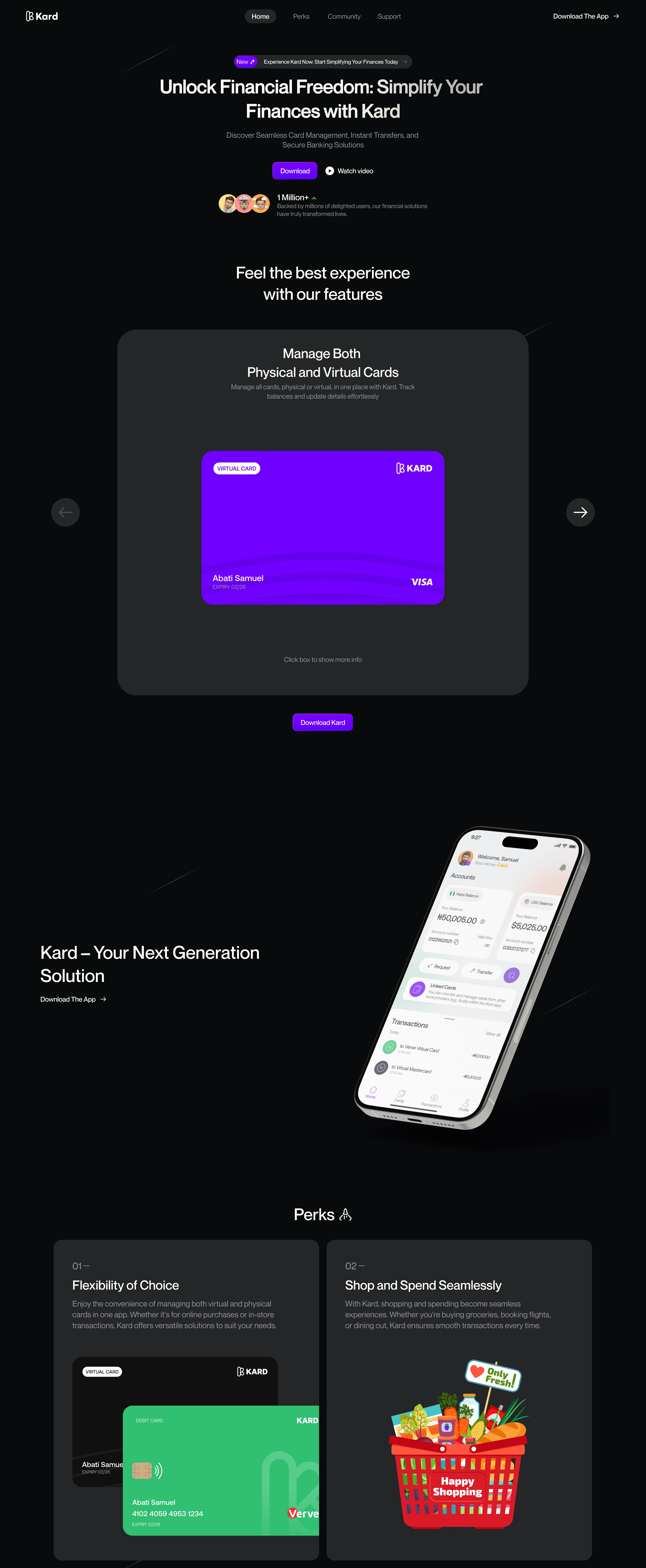 A glimpse of kard's landing page (IN - DEVELOPMENT)