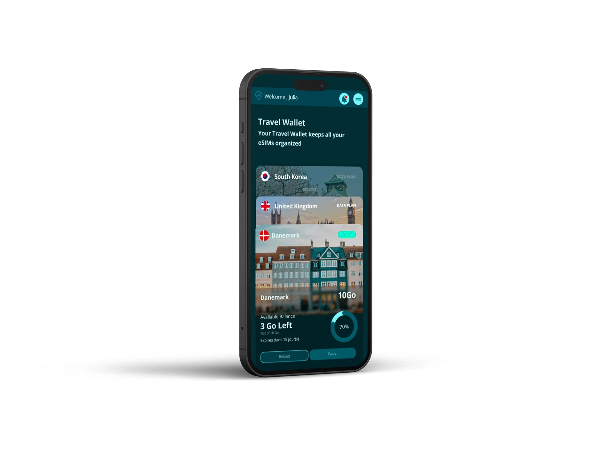 Wallet screen Ubigi redesign app 