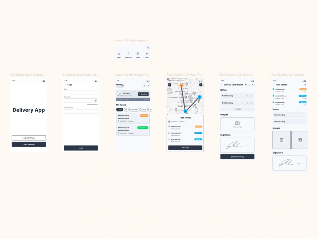 Evolve Delivery Wireframes