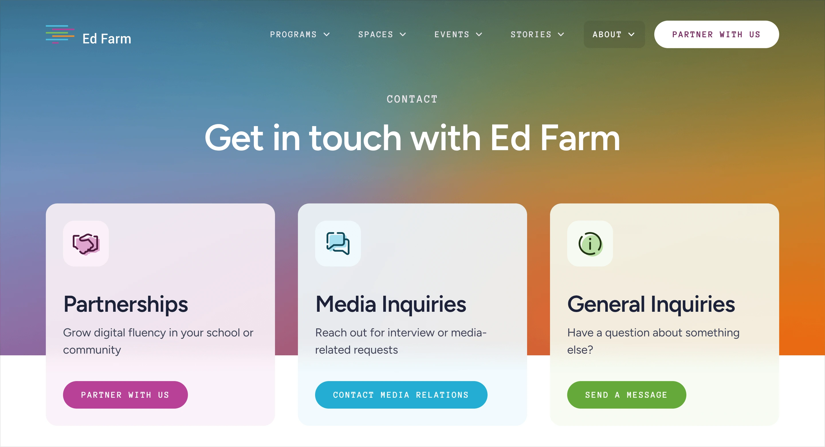 Creating clearer paths for partnerships, media, and general inquiries.