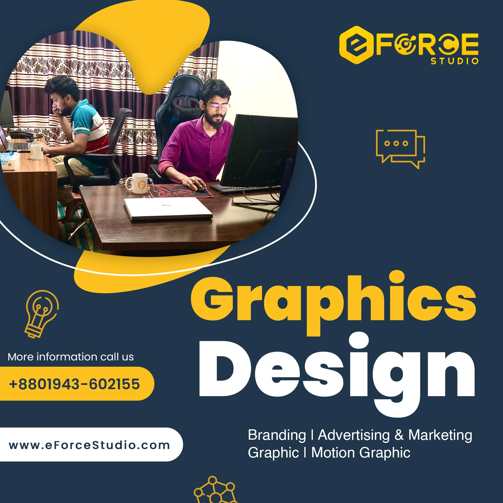 Developed professional and engaging post templates to boost eForce Studio’s digital presence across social platforms.