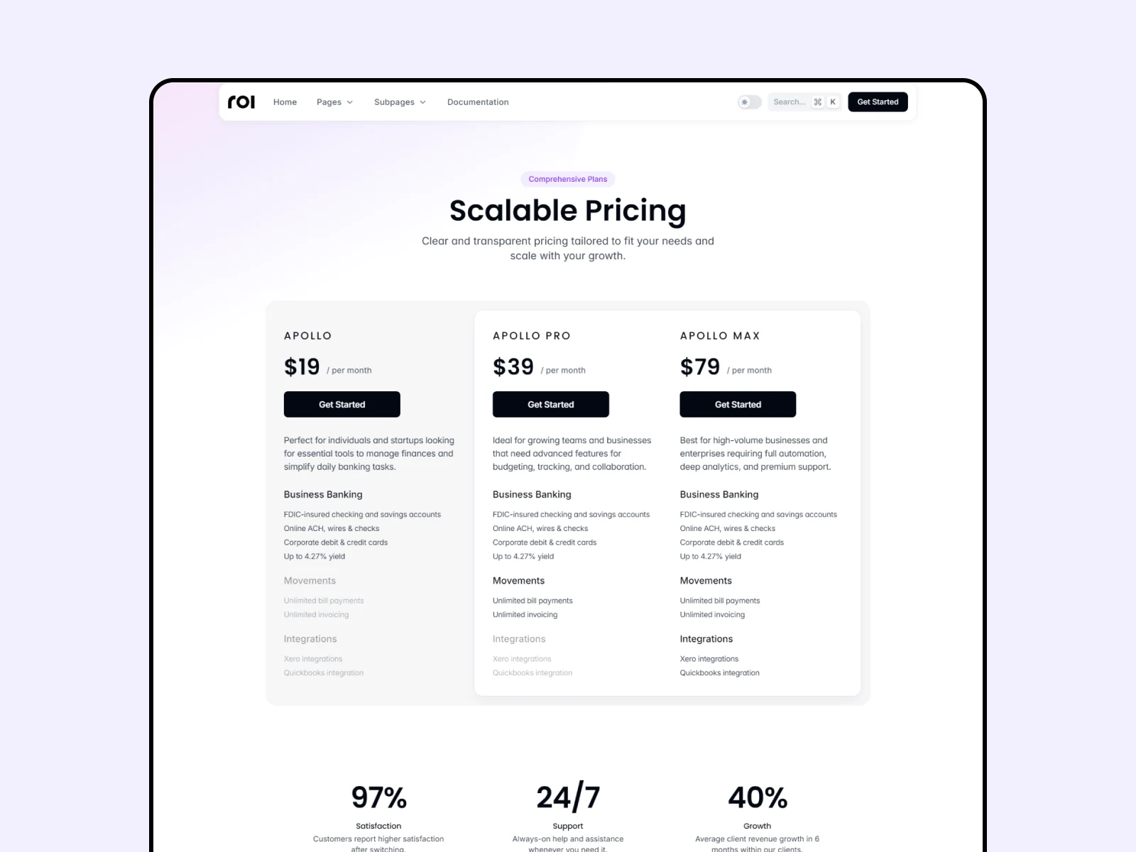 Pricing page
