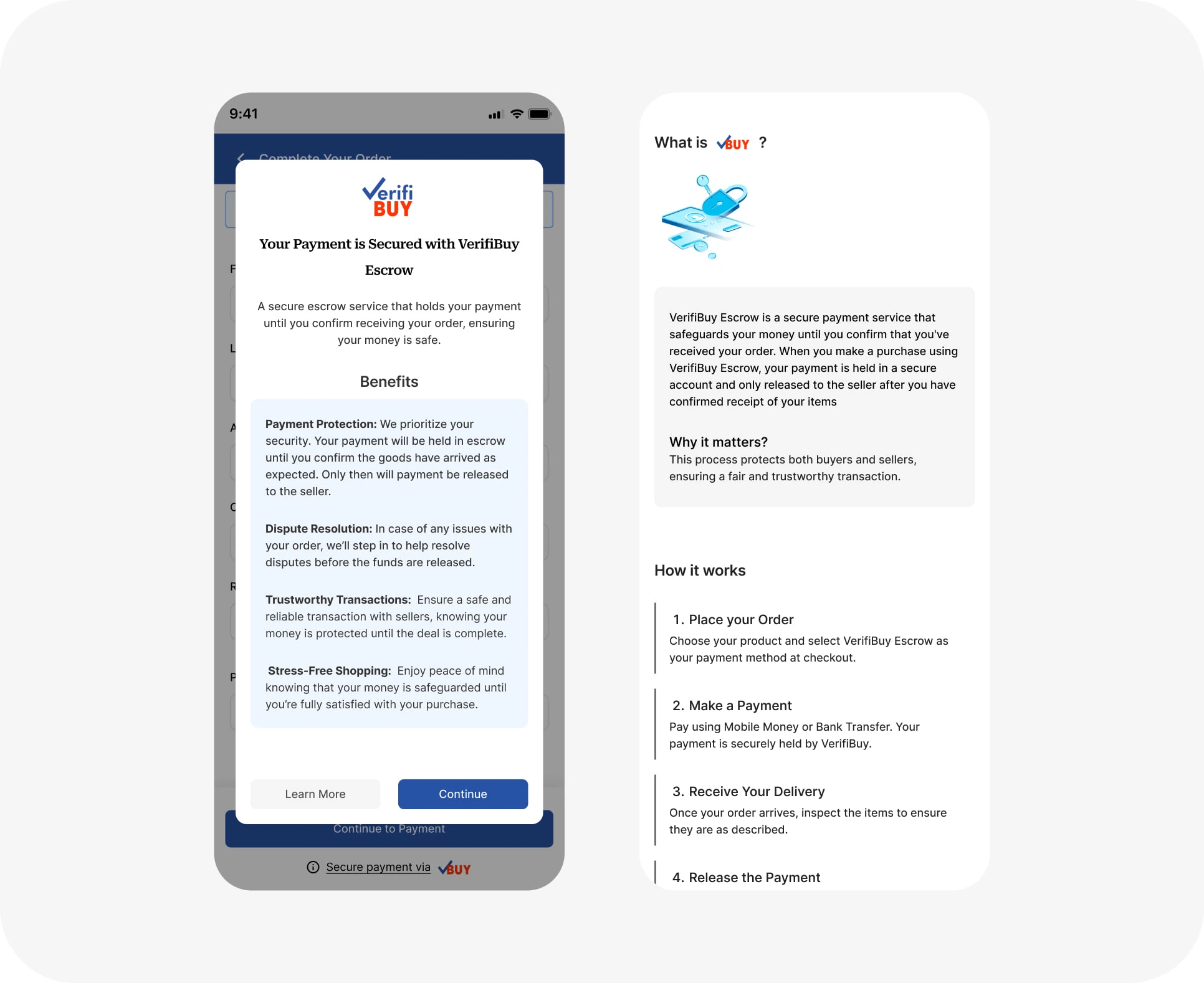 VerifiBuy Escrow to ensure secure payment between buyers and sellers.