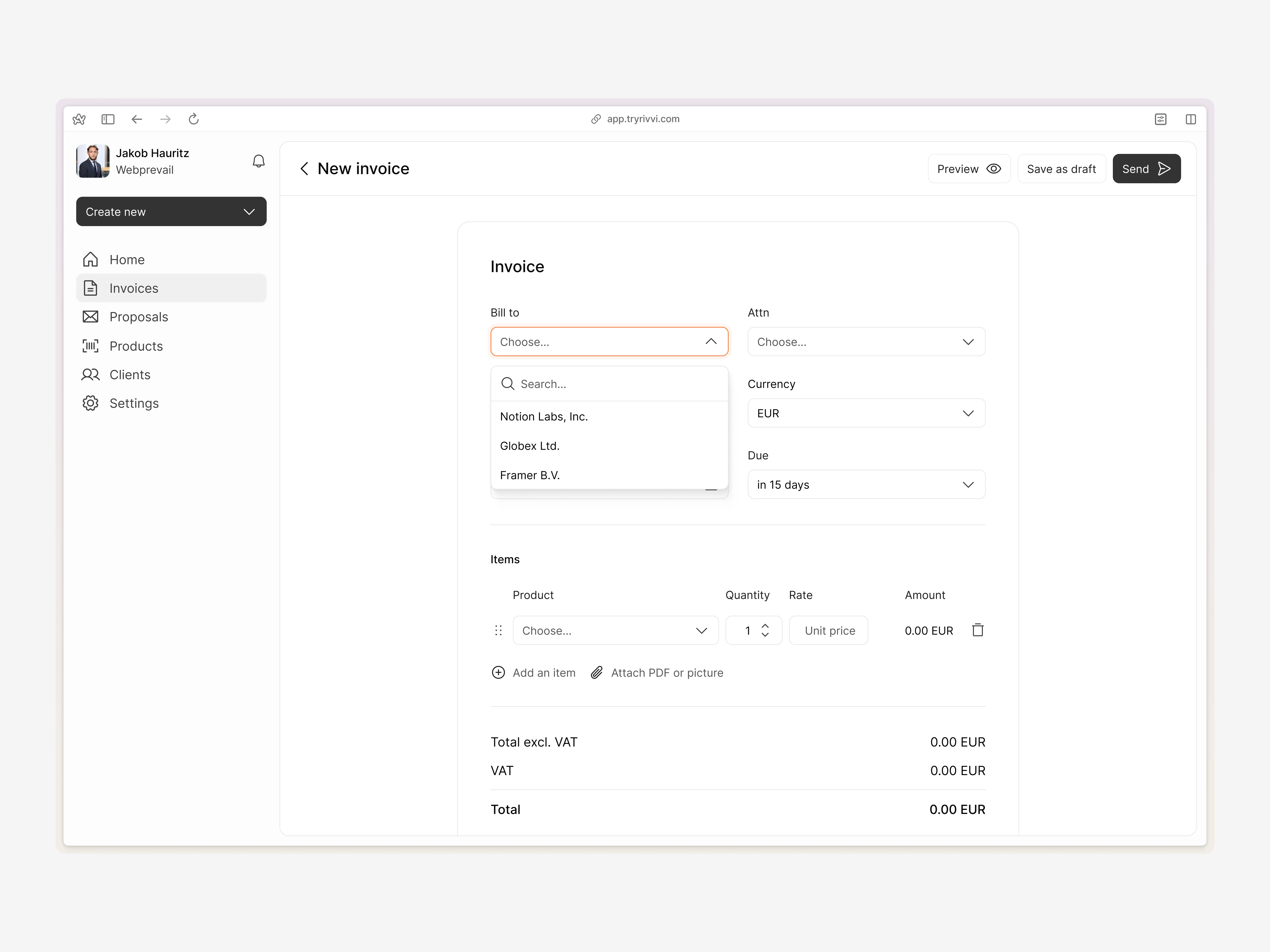 Create new invoice flow #2