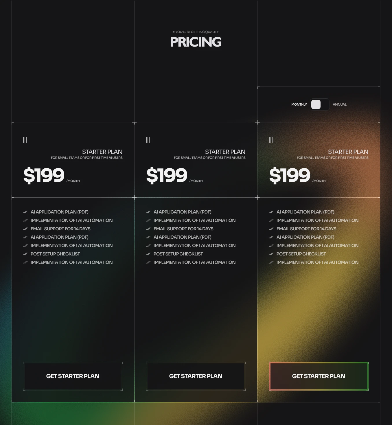 Eyecon Pricing Section