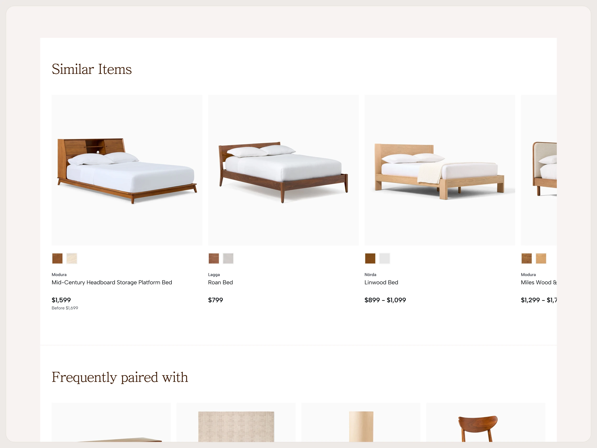 Similar Items Section of Kinova's Product Details Page