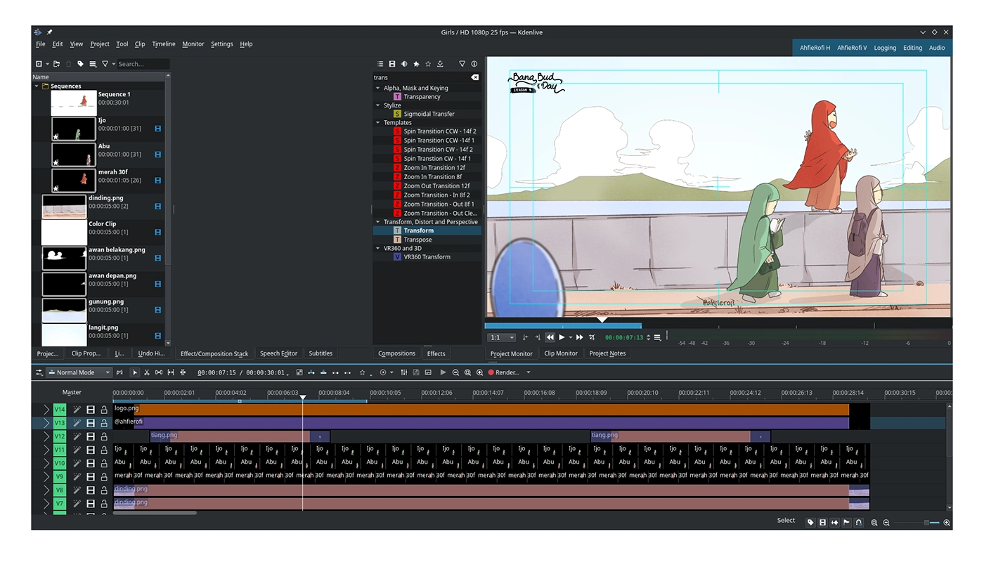 Merge each frame through Kdenlive