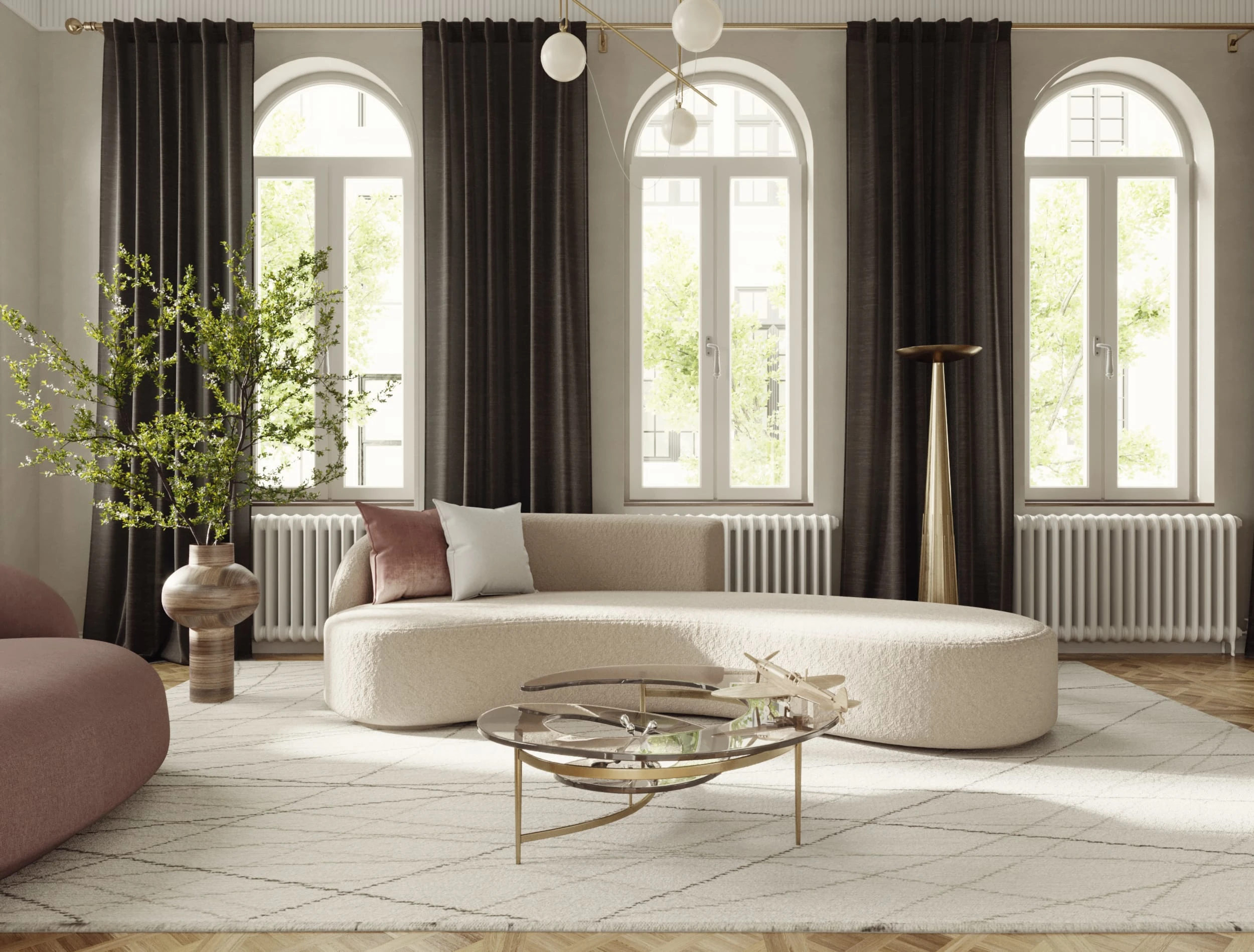 A carpet manufacturing and distribution company in the US wanted to visualize its carpets for their marketing project. I created the space, found furniture, lighting design to match those rugs, and look at the results.