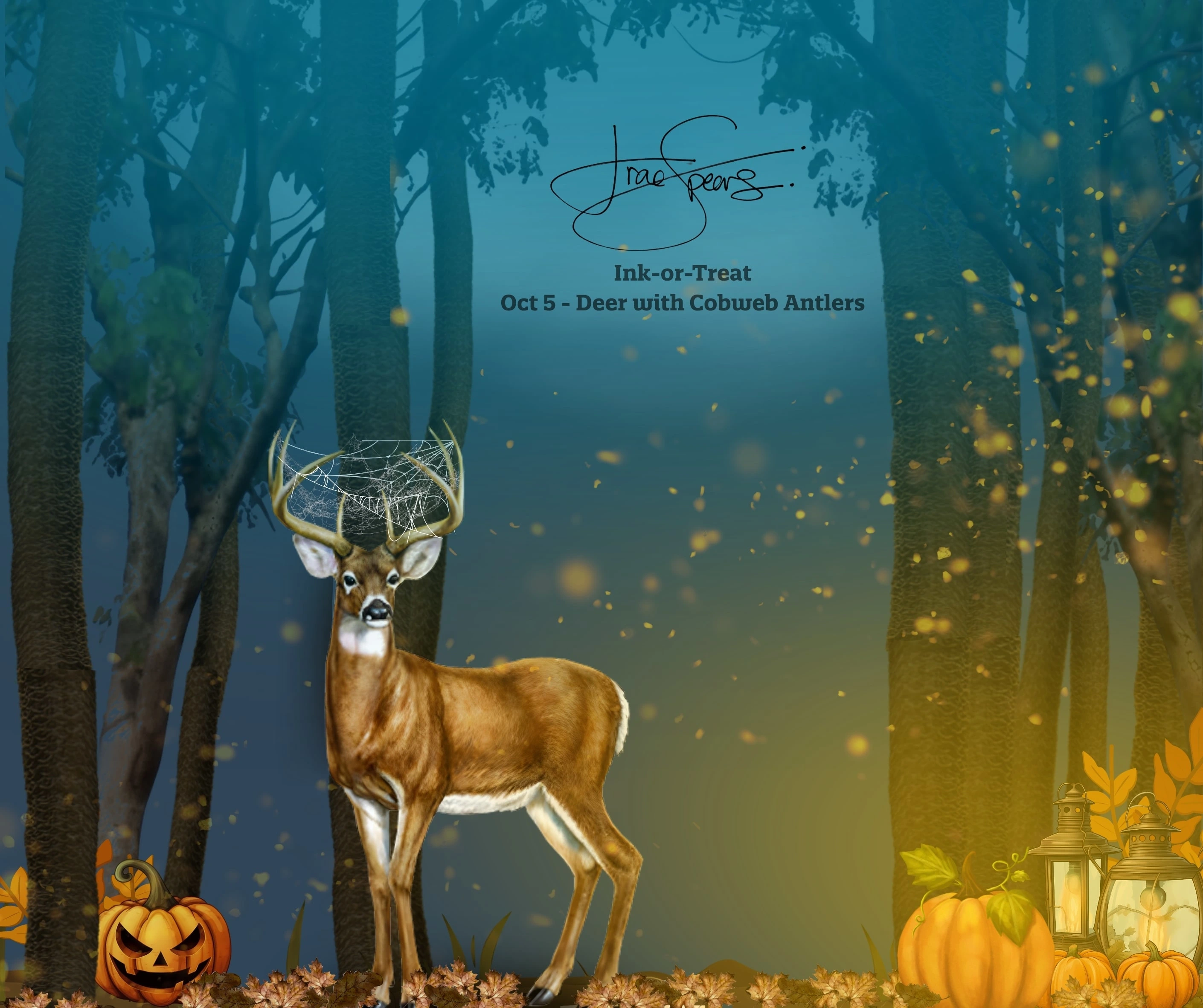 Deer with Cobweb Antlers