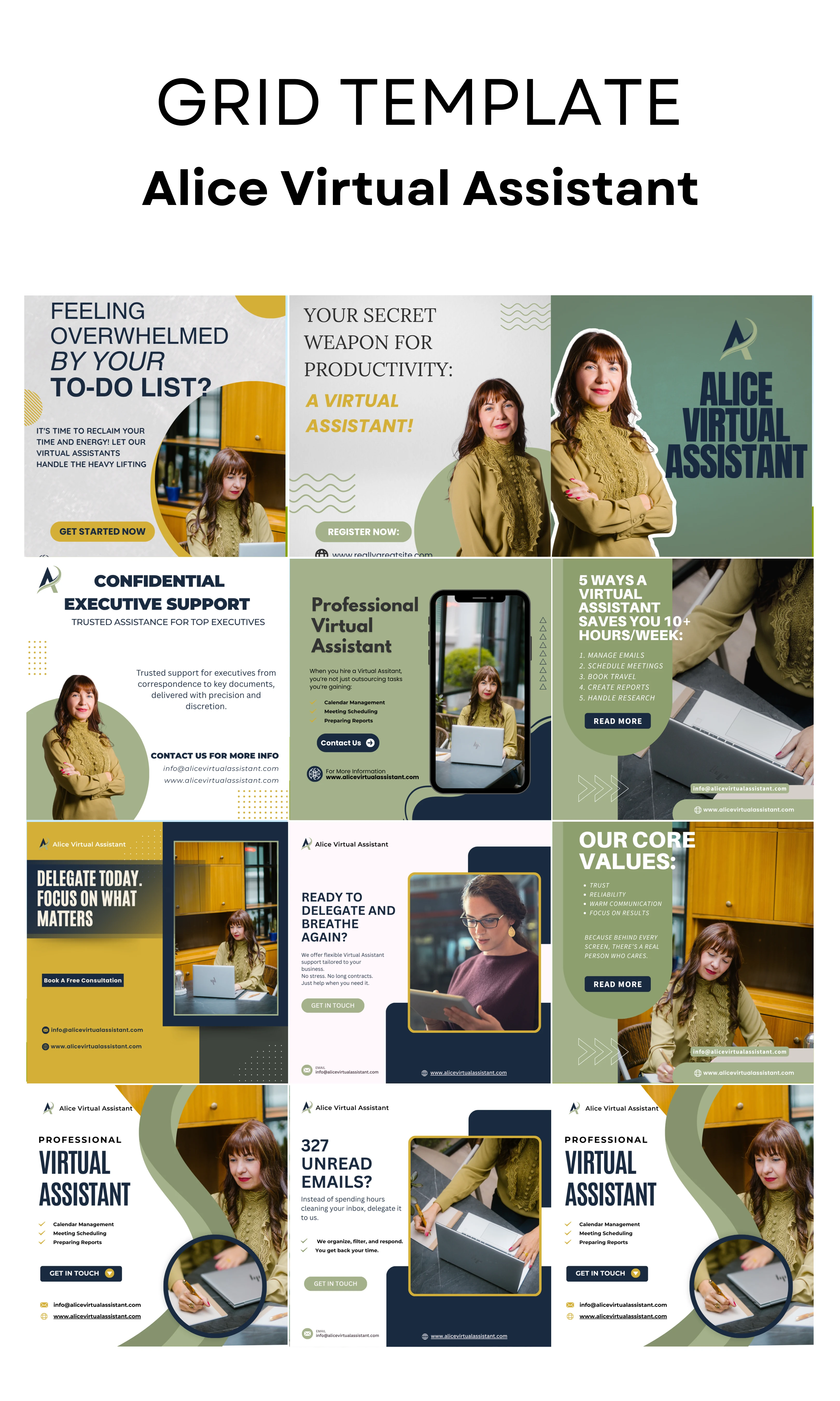 Grid Template Layout - Alice Virutal Assistant Social Media