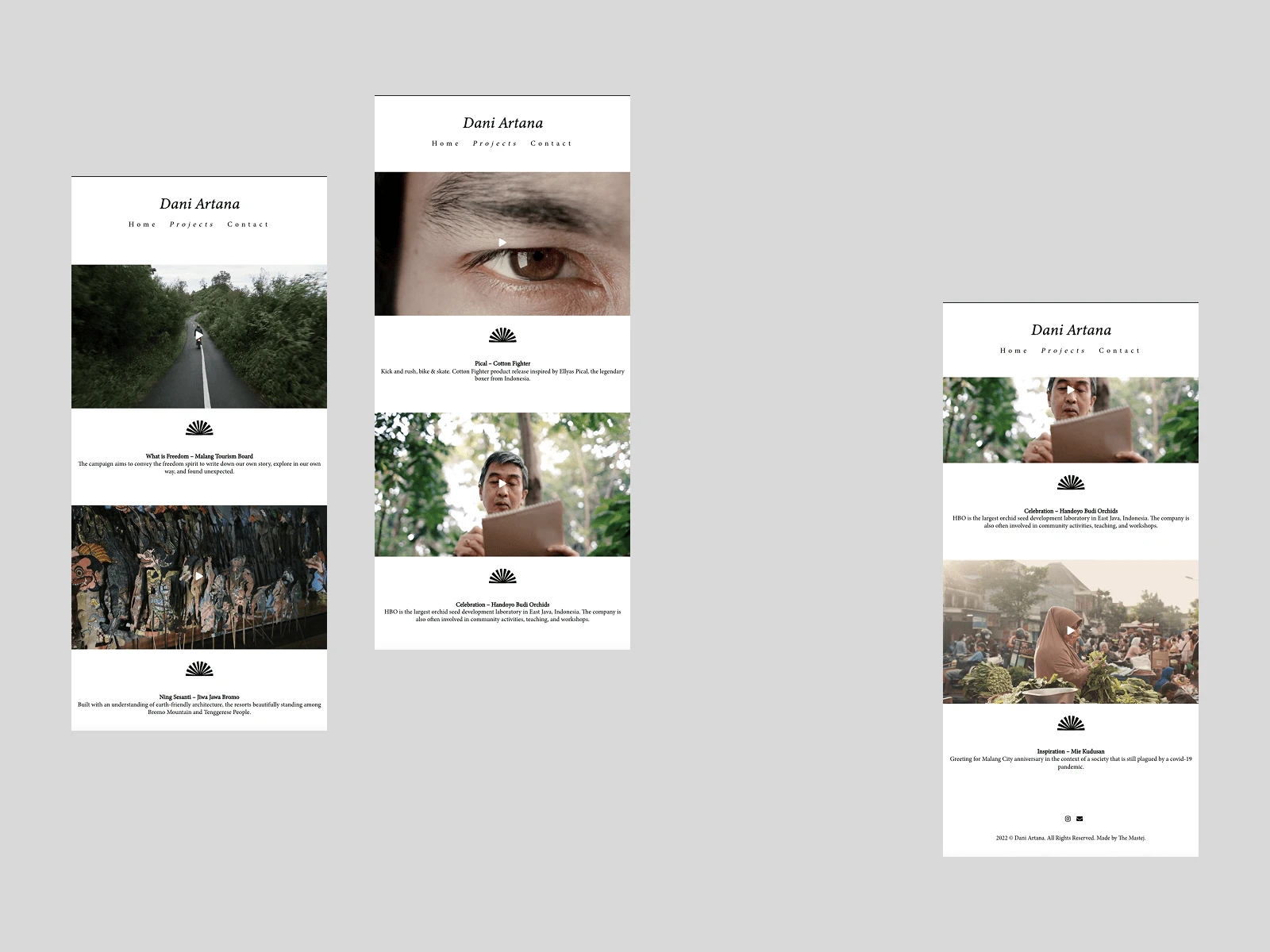 Projects Page - Mobile View