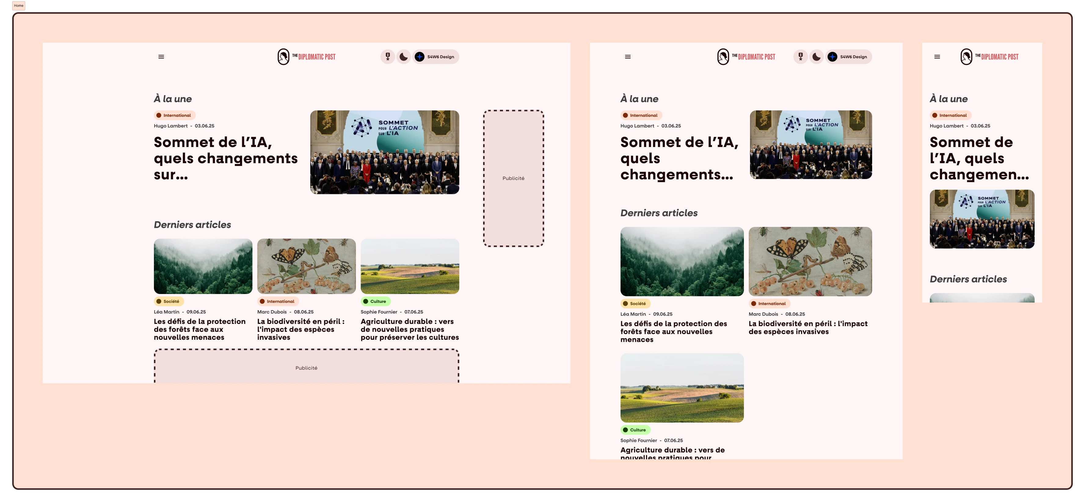 The home page for all viewports