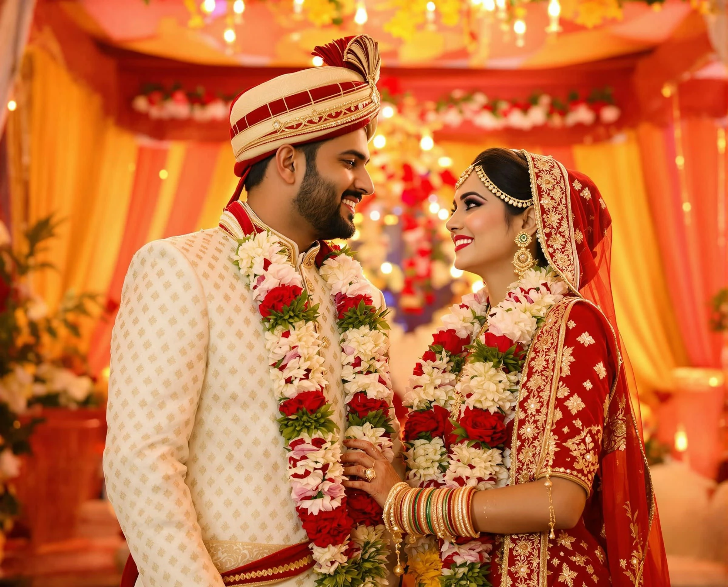 Joyful faces of an Indian couple
