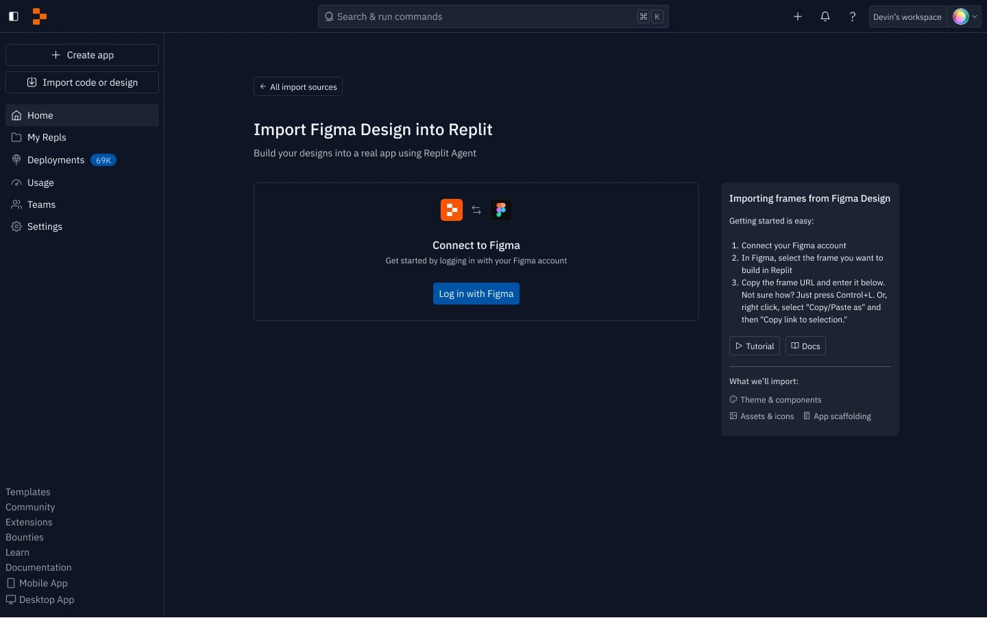 Original Replit UI screens to redesign