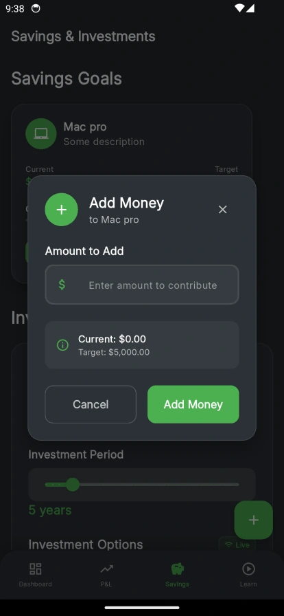 Here you can work on your goal and collect money for them