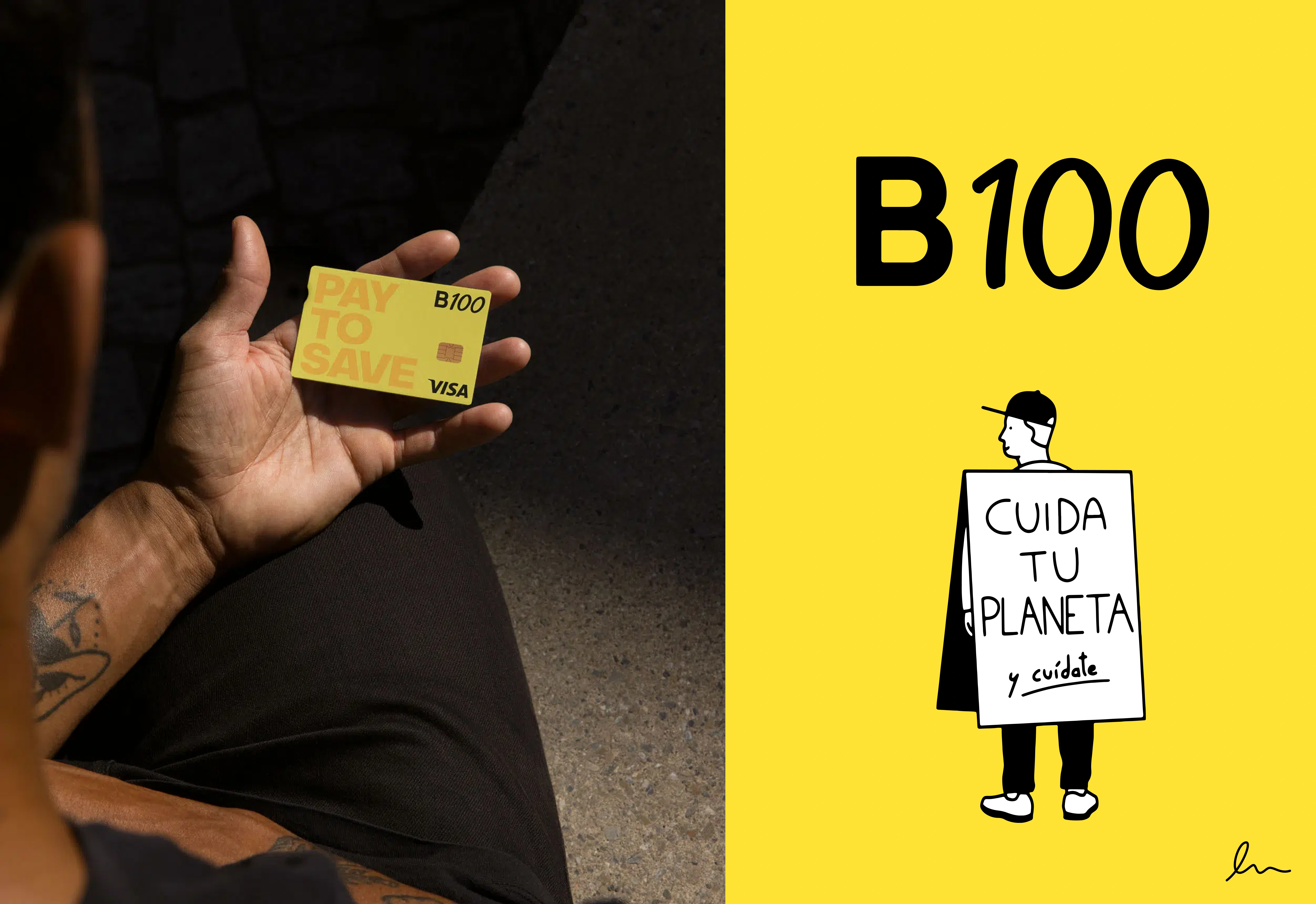 The logo on the card and and also co-living with the illustration