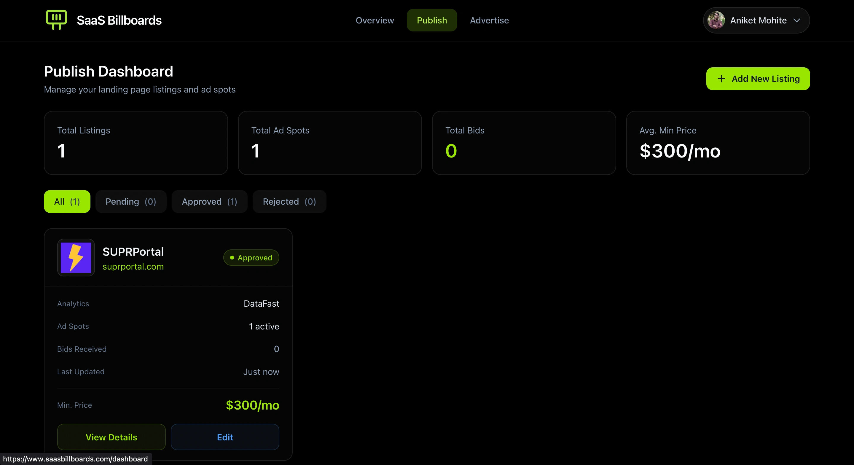Dashboard | Ads Listing Page