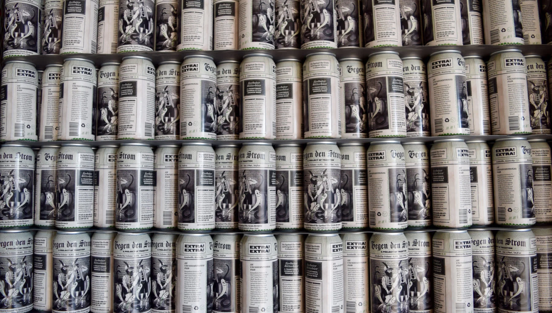 Pallet of Zerbster Bitterbier cans.