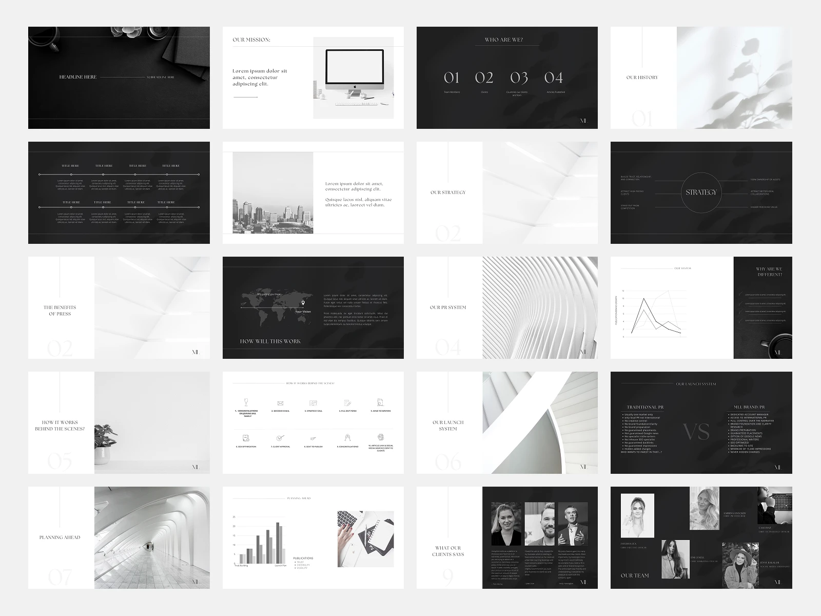 Minimal Presentation designs for Modern Luxury Lounge client