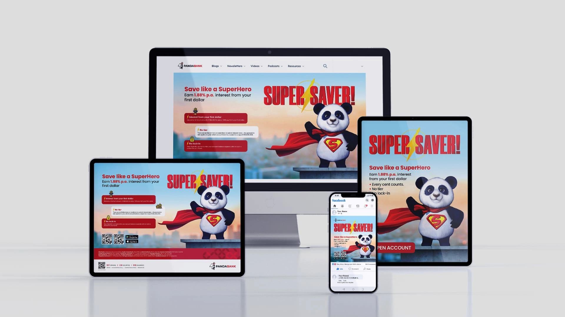 Website hero, tablet promo & mobile ad – adapted for digital platforms with responsive layouts.