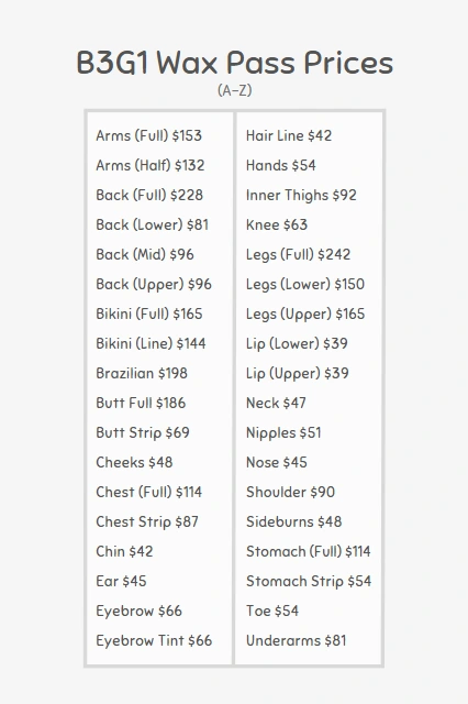 Easy-to-Read Price Menu for BOH
