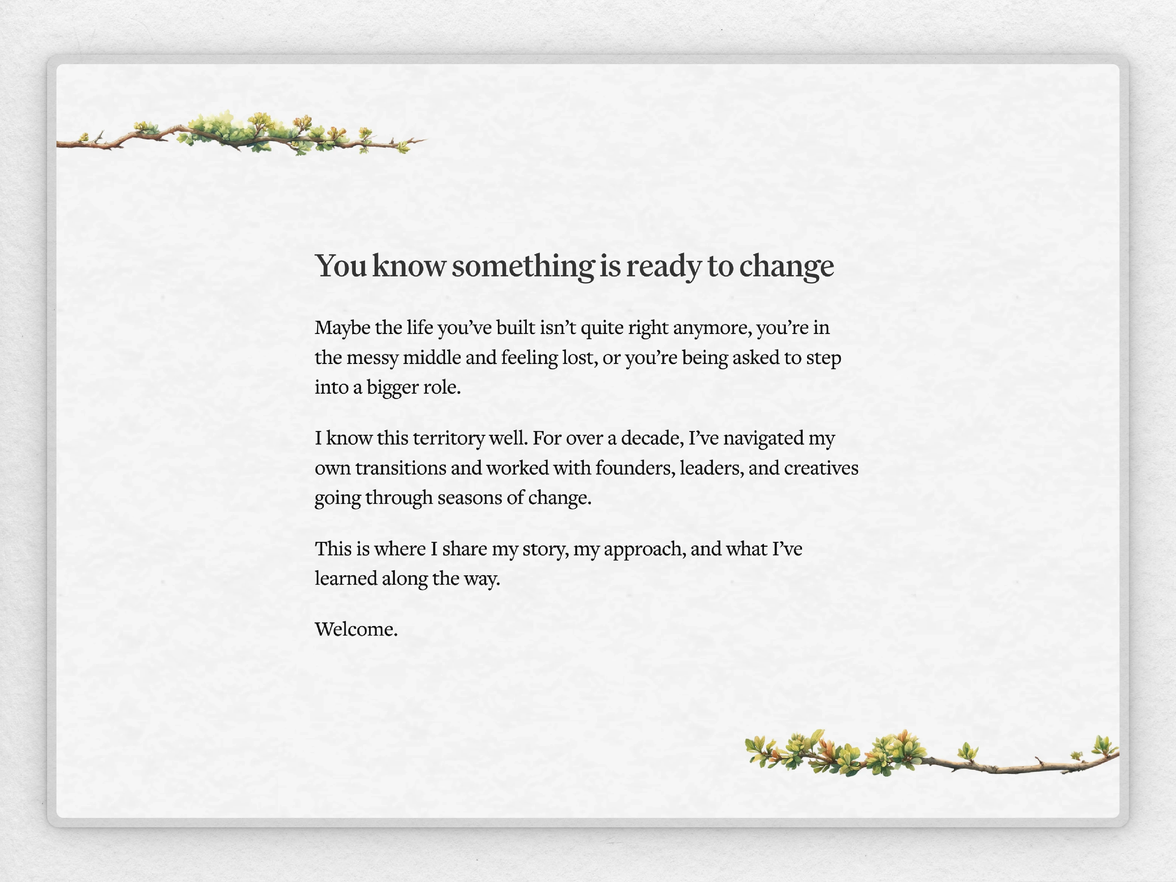 Welcome message