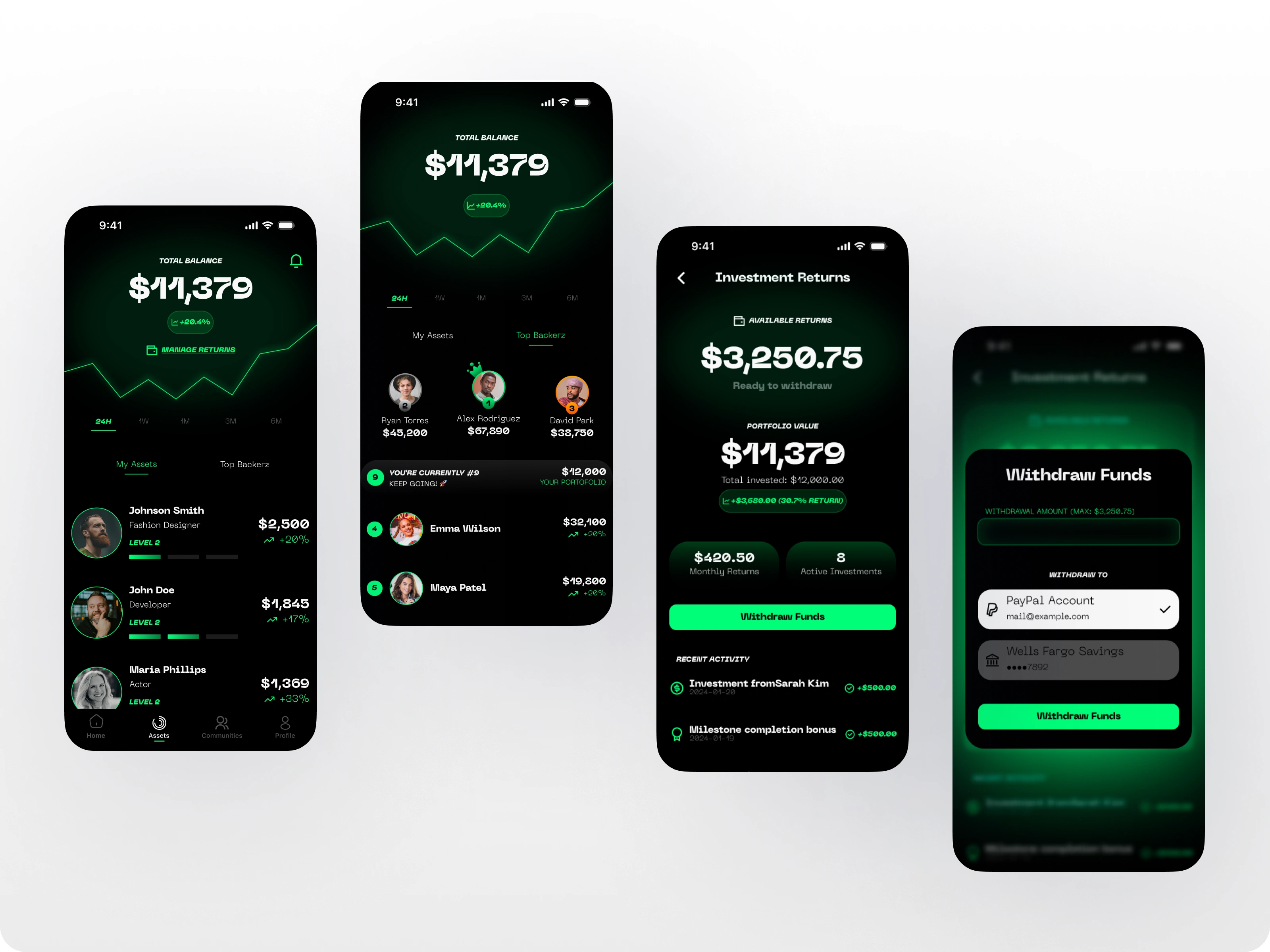 Dashboard — sleek and transparent investing interface