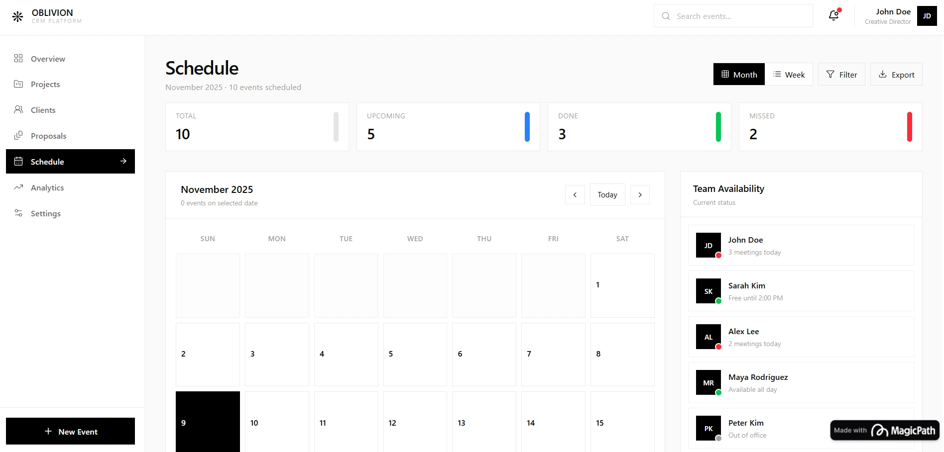 SCHEDULE DASHBOARD