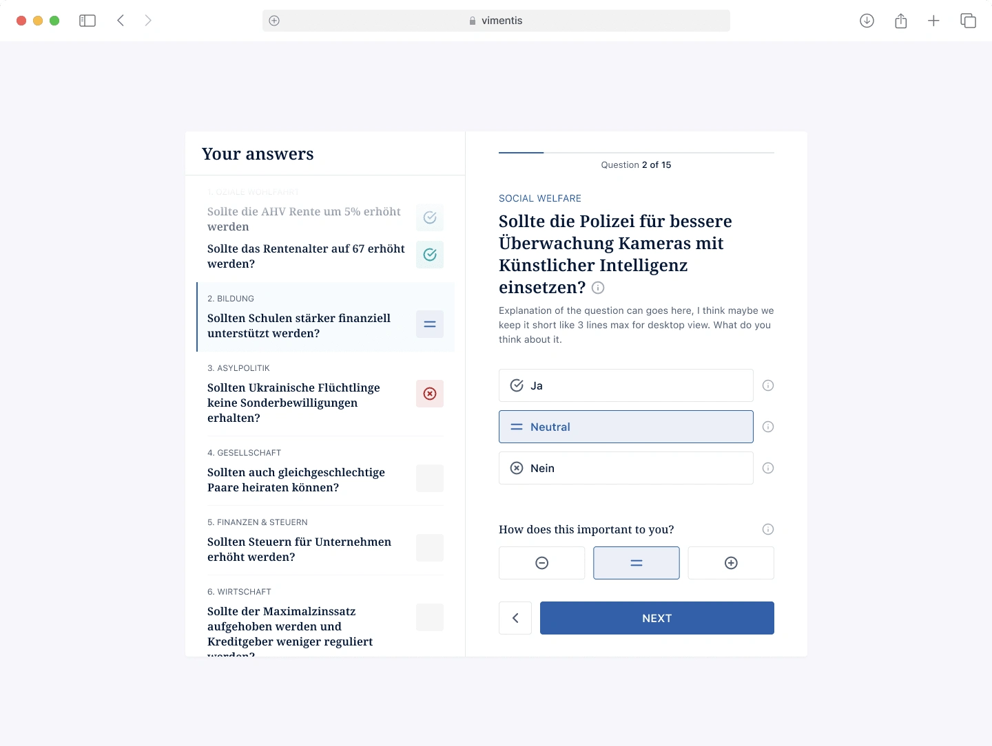 Survey Screen