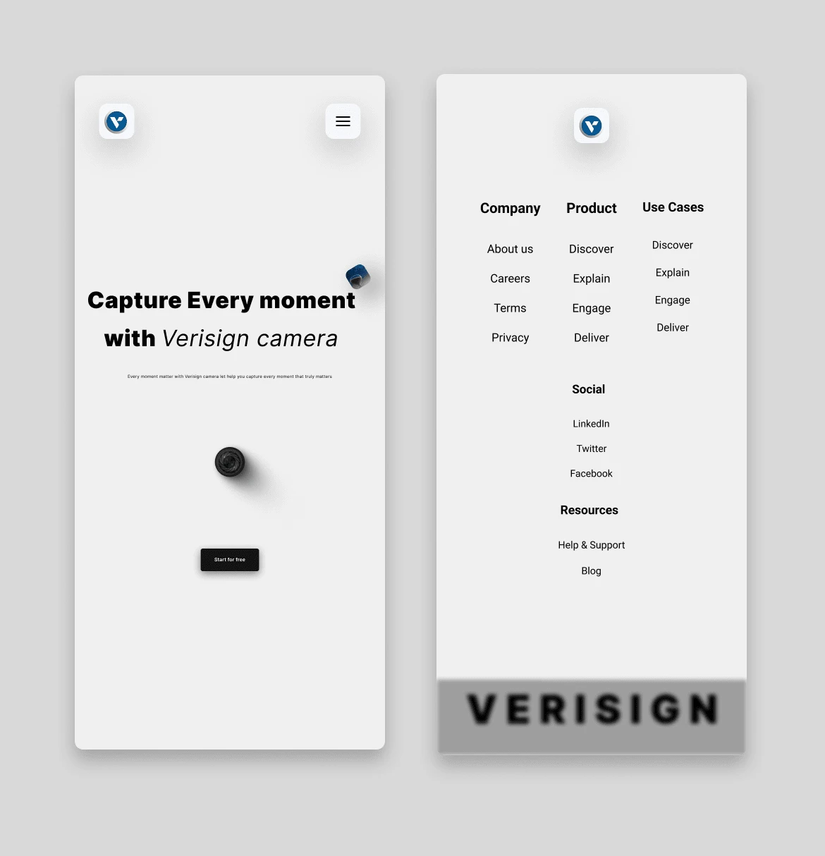 Mobile vision homepage and Footer section