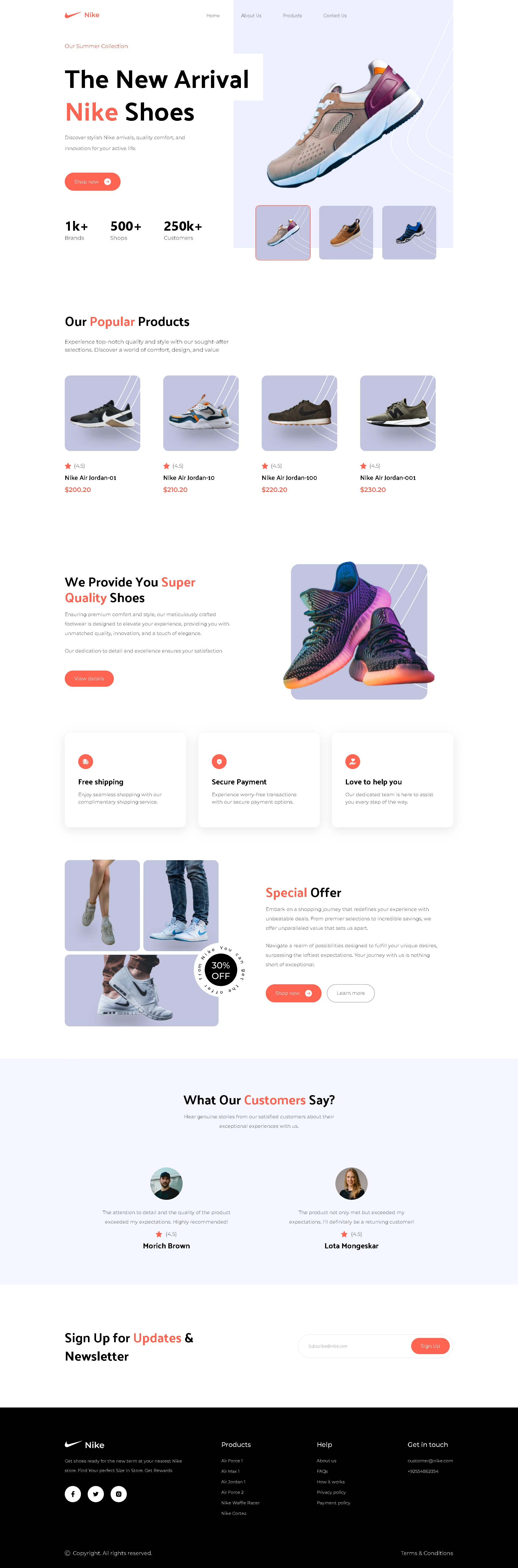 Nike shoes - Modern and advanced landing page