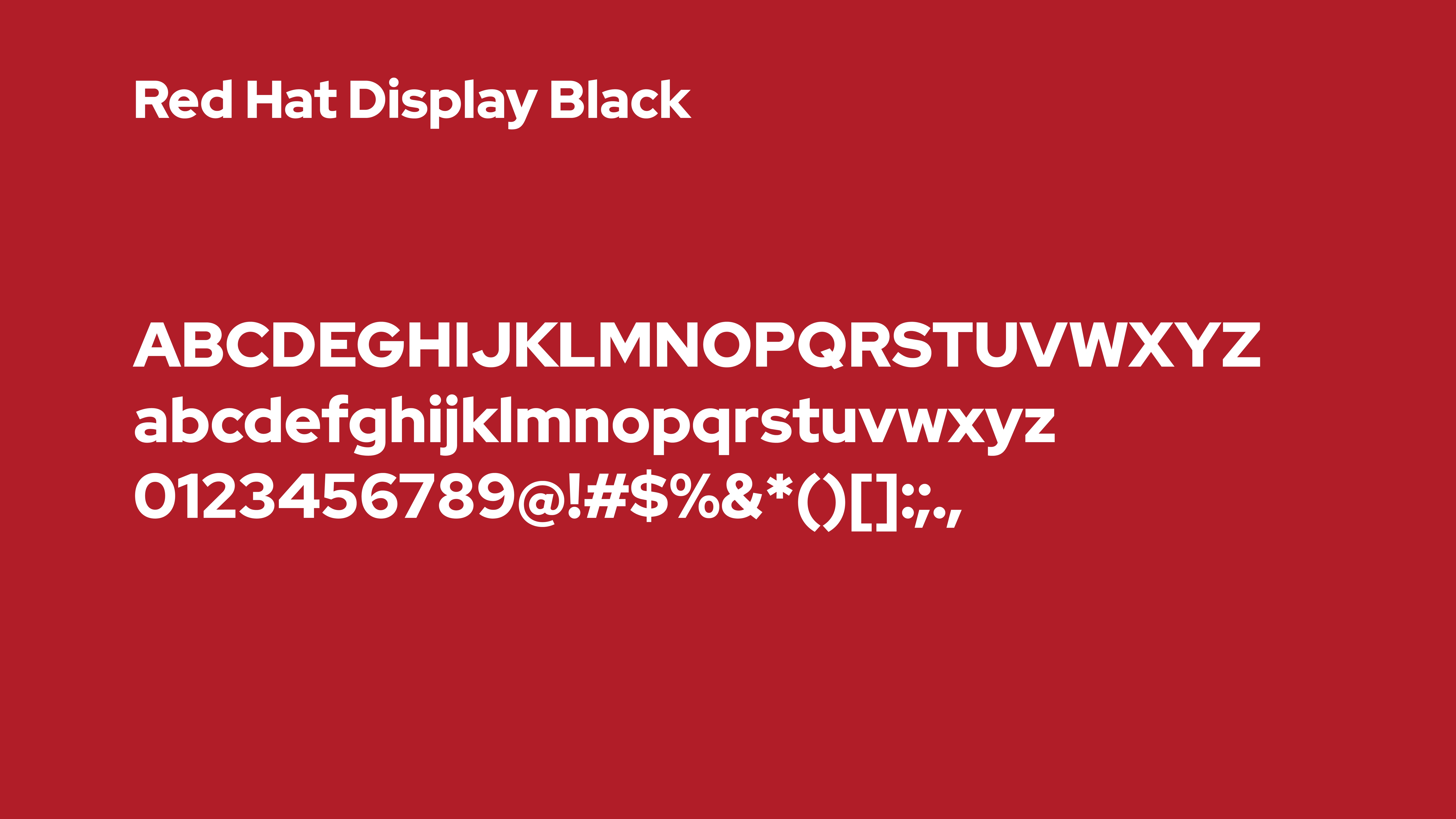 Red Hat Display Black, the primary typeface chosen for the logotype and header texts.