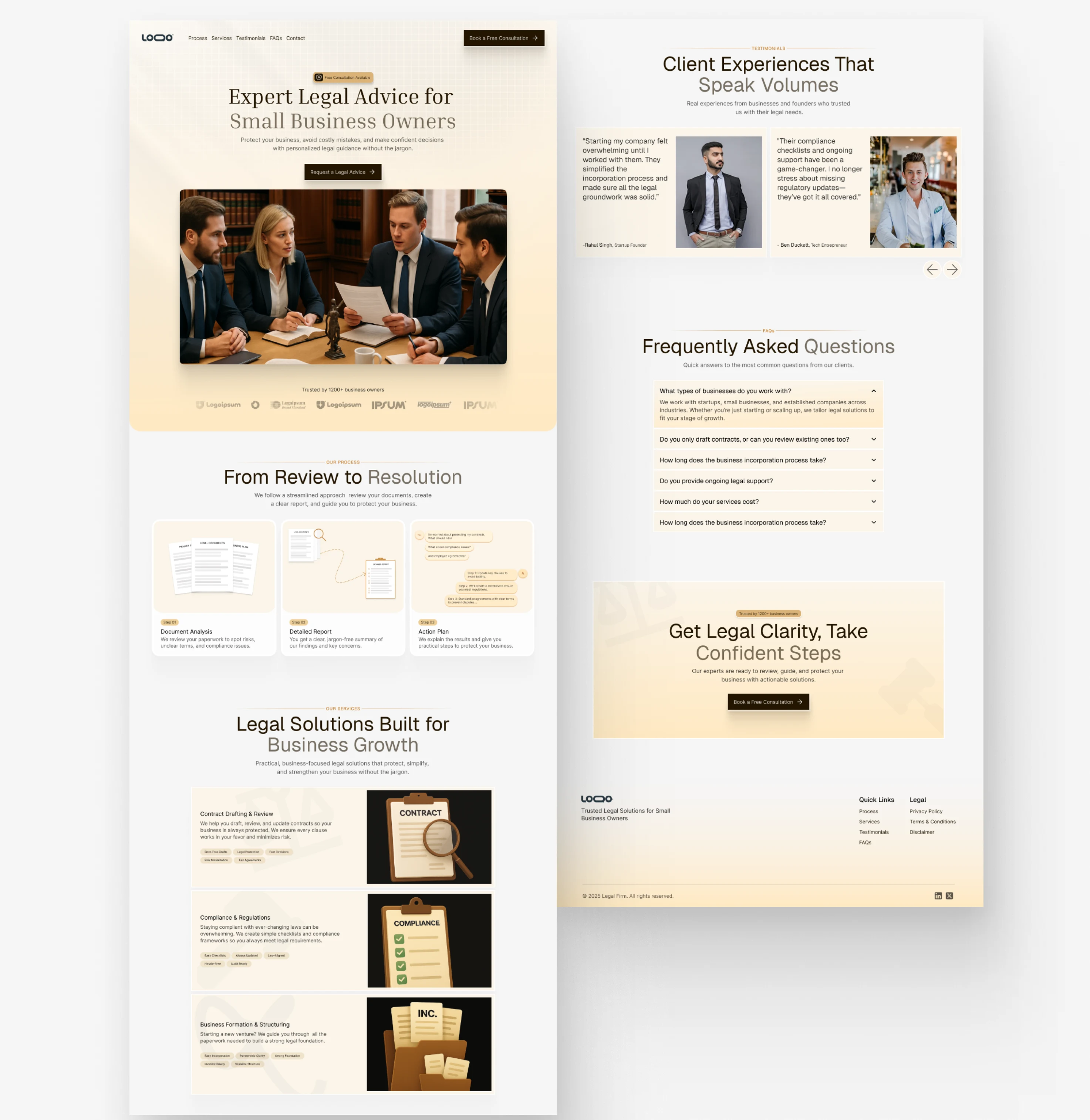Landing page for consultancy firm