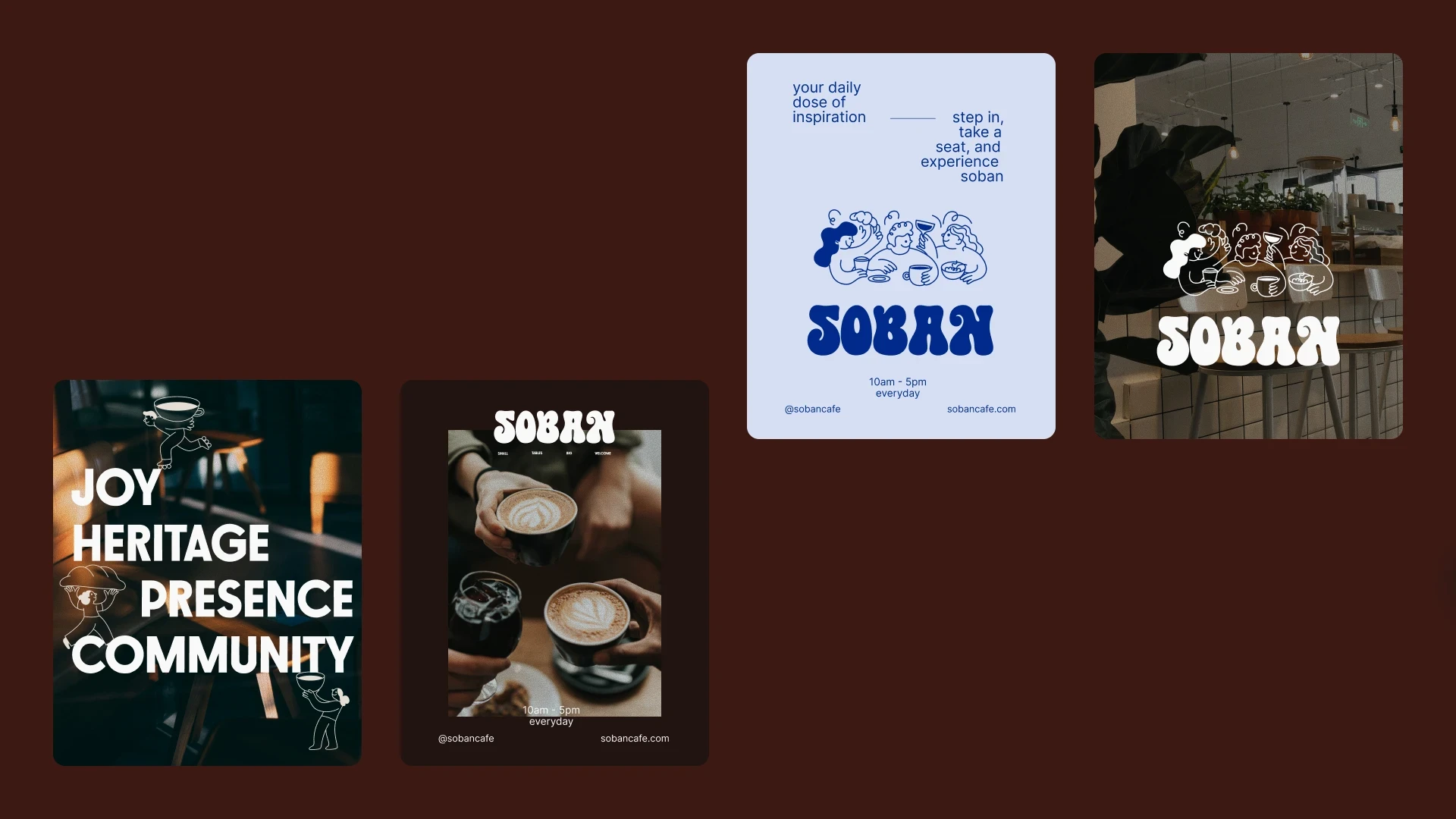 At its core, Soban’s brand is built on connection — between people, stories, and a shared love for honest food and good company. We designed every piece with that in mind, making sure the visual identity, touchpoints, and experiences all spoke the same language.

The goal wasn’t just to build a brand, but to shape a place people want to return to.
