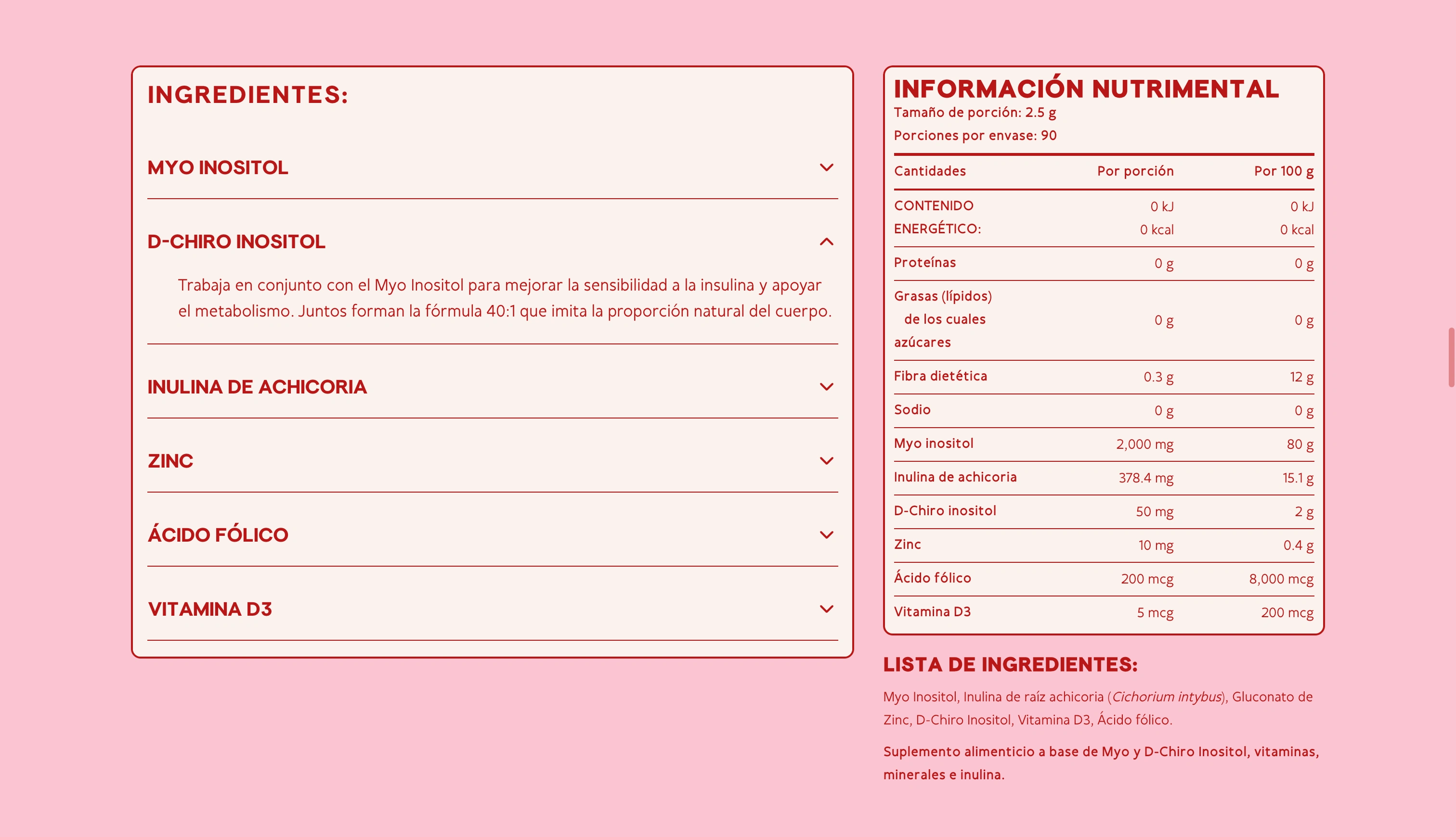 *Ingredients Section
