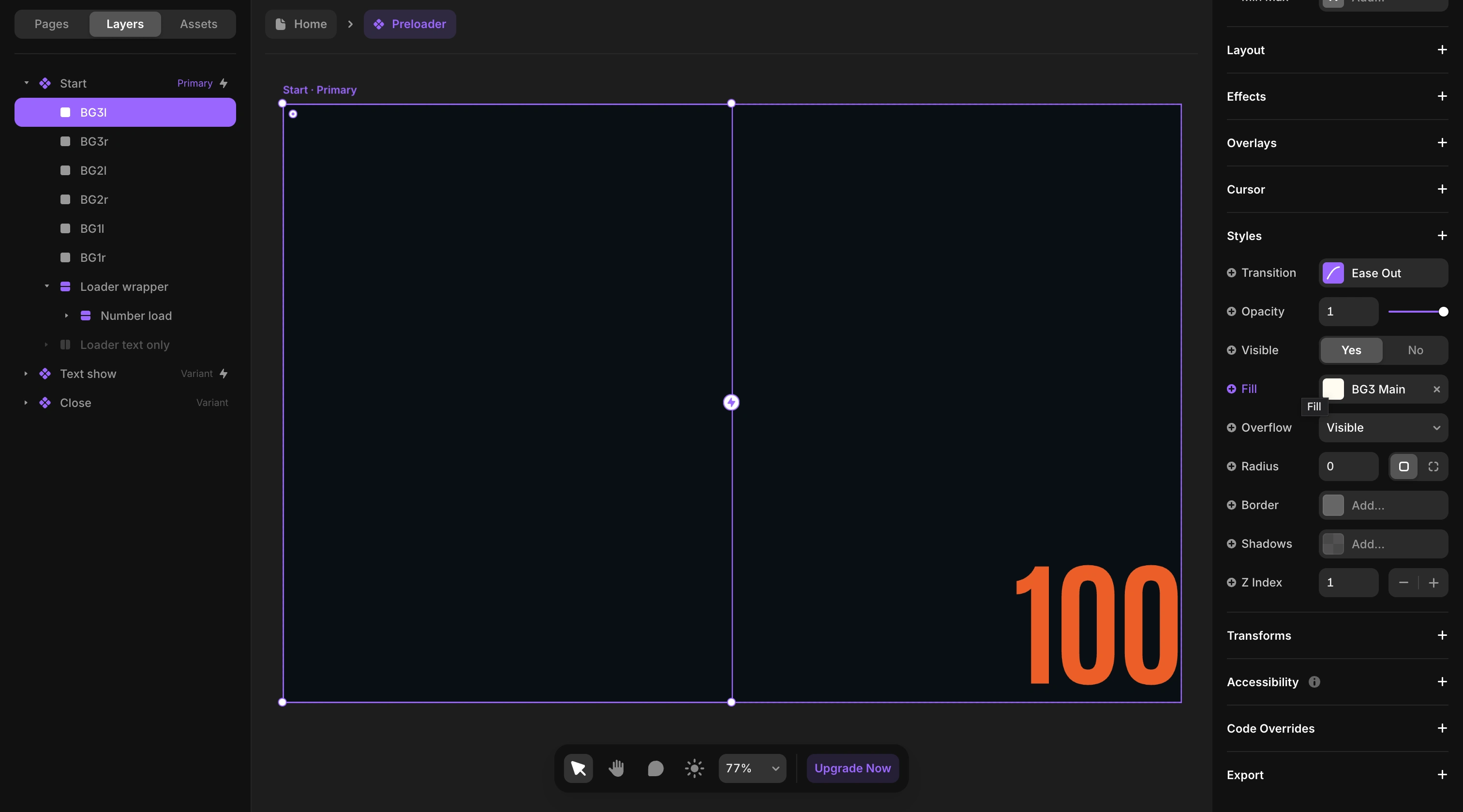 Custom ease animations for background frames