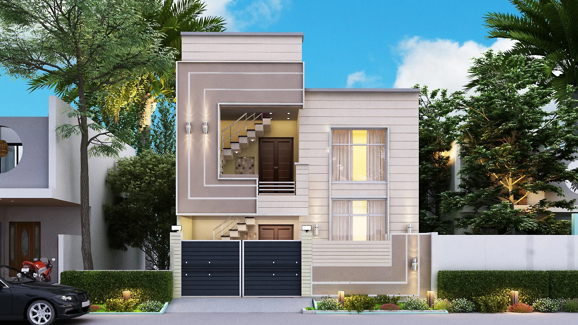 EXTERIOR FRONT ELEVATION HOUSE RANDER 