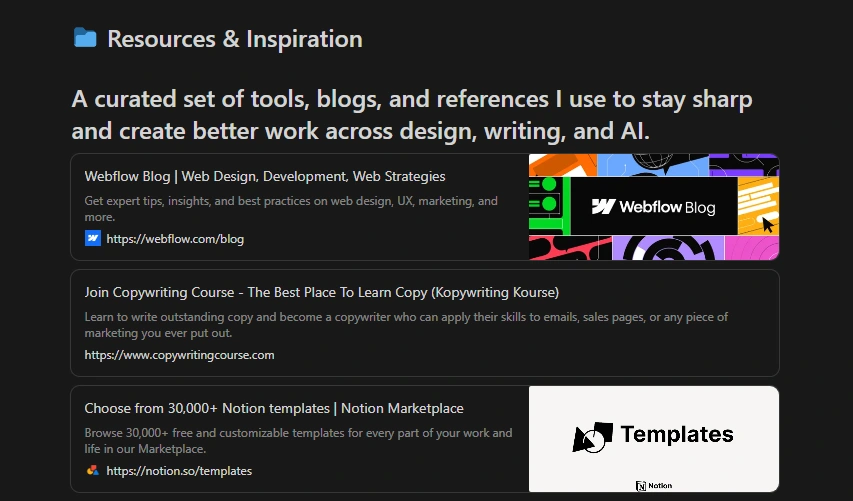Resources and Inspiration Section