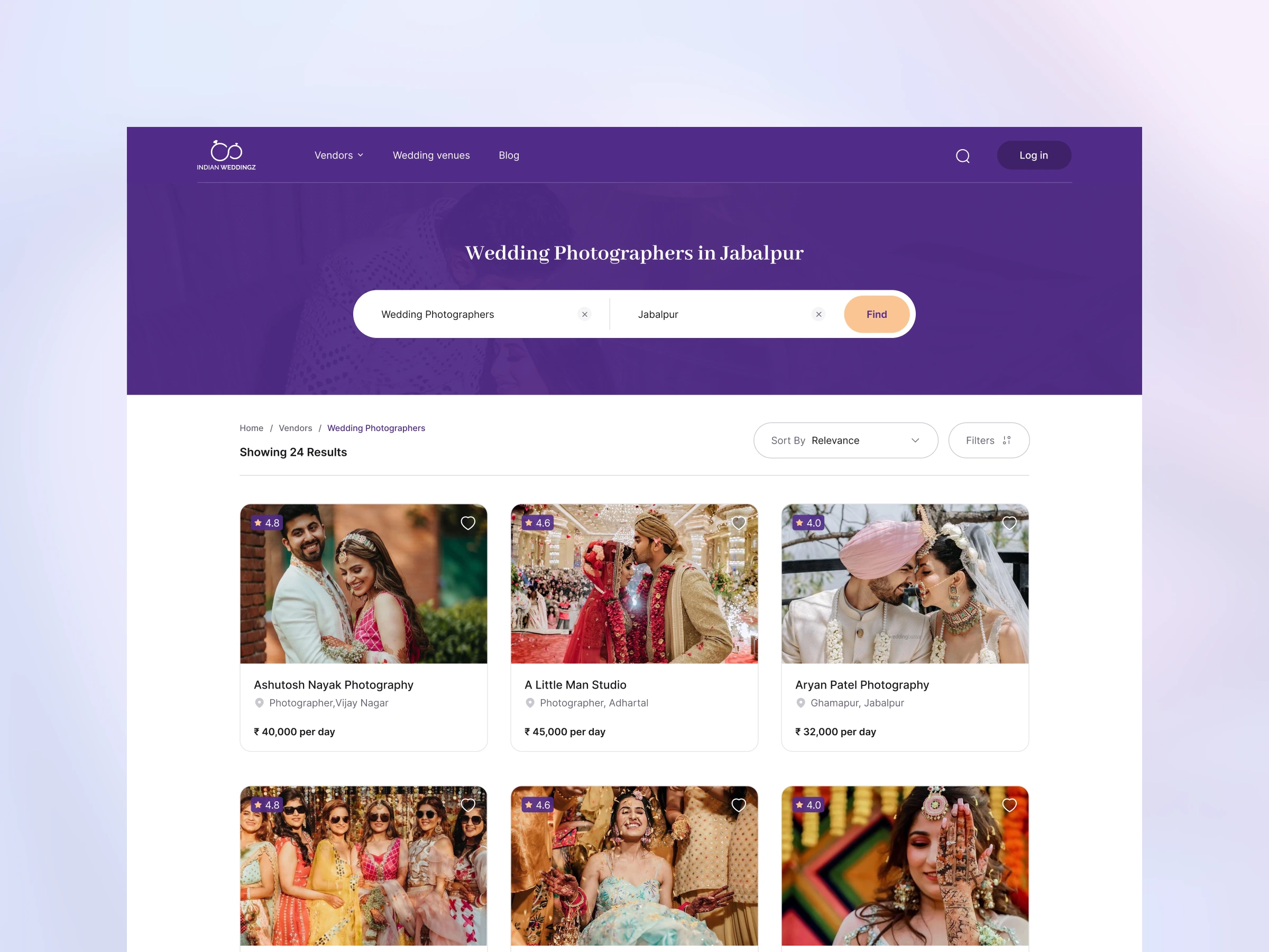 Photographers landing page 