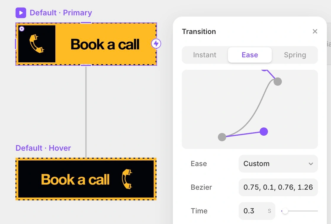 Smooth but sharp ease curve.