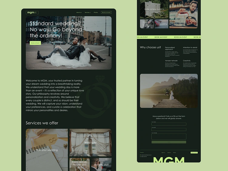 Event center. Website design