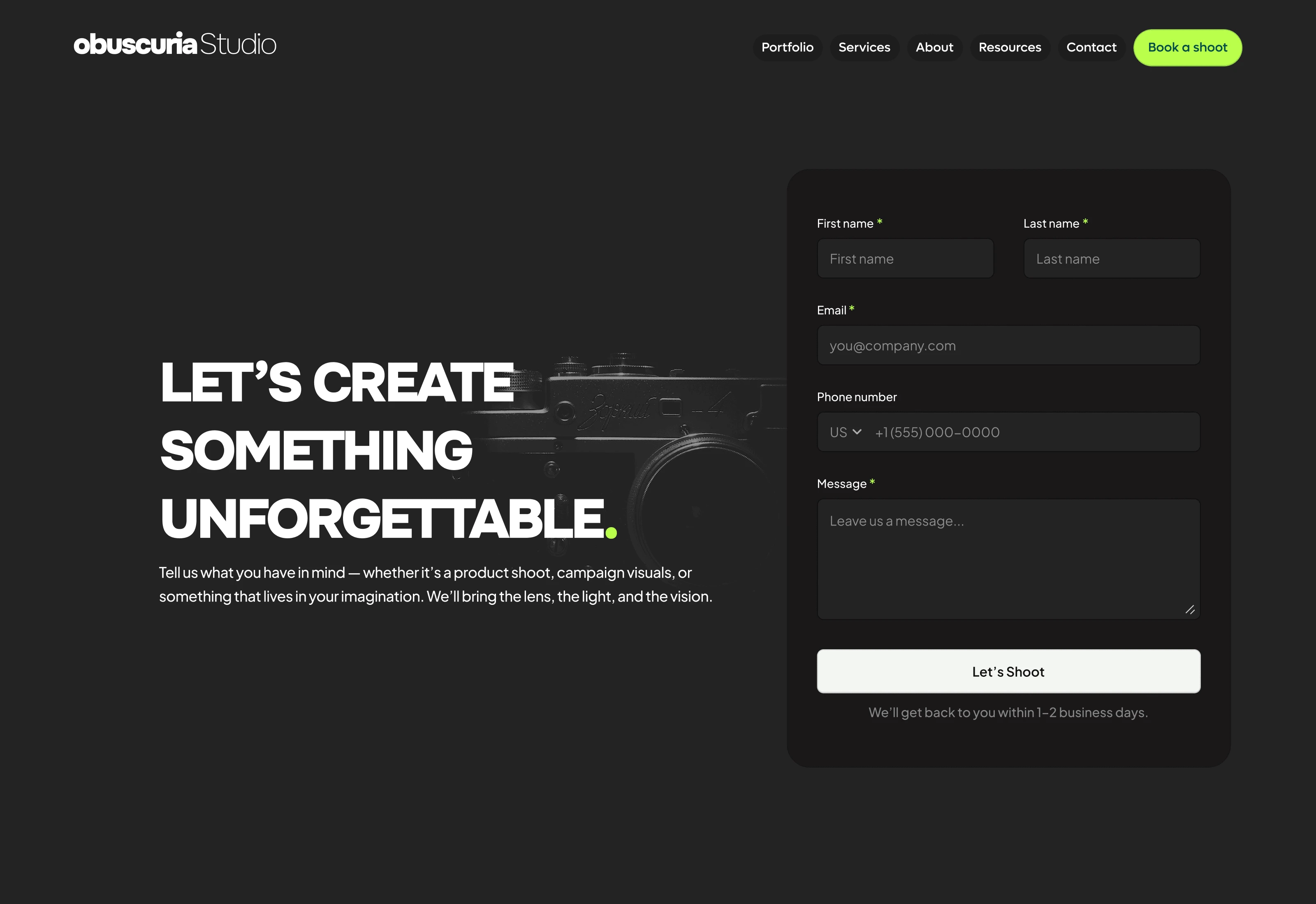 Contact Section for the website
