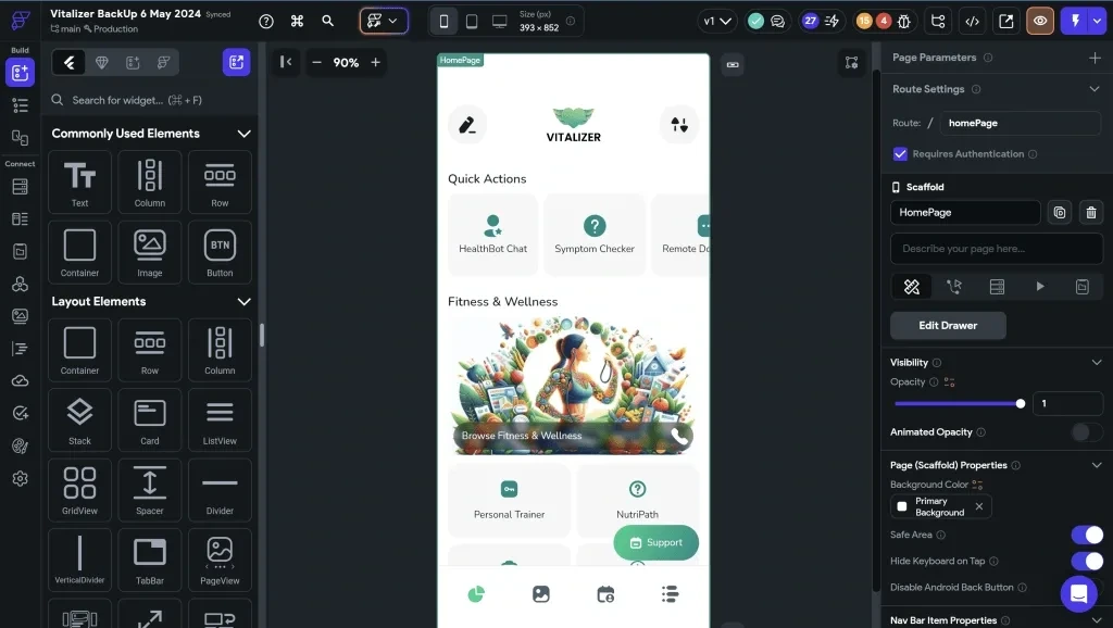 Vitalizer being developed by InfiniteUp in FlutterFlow