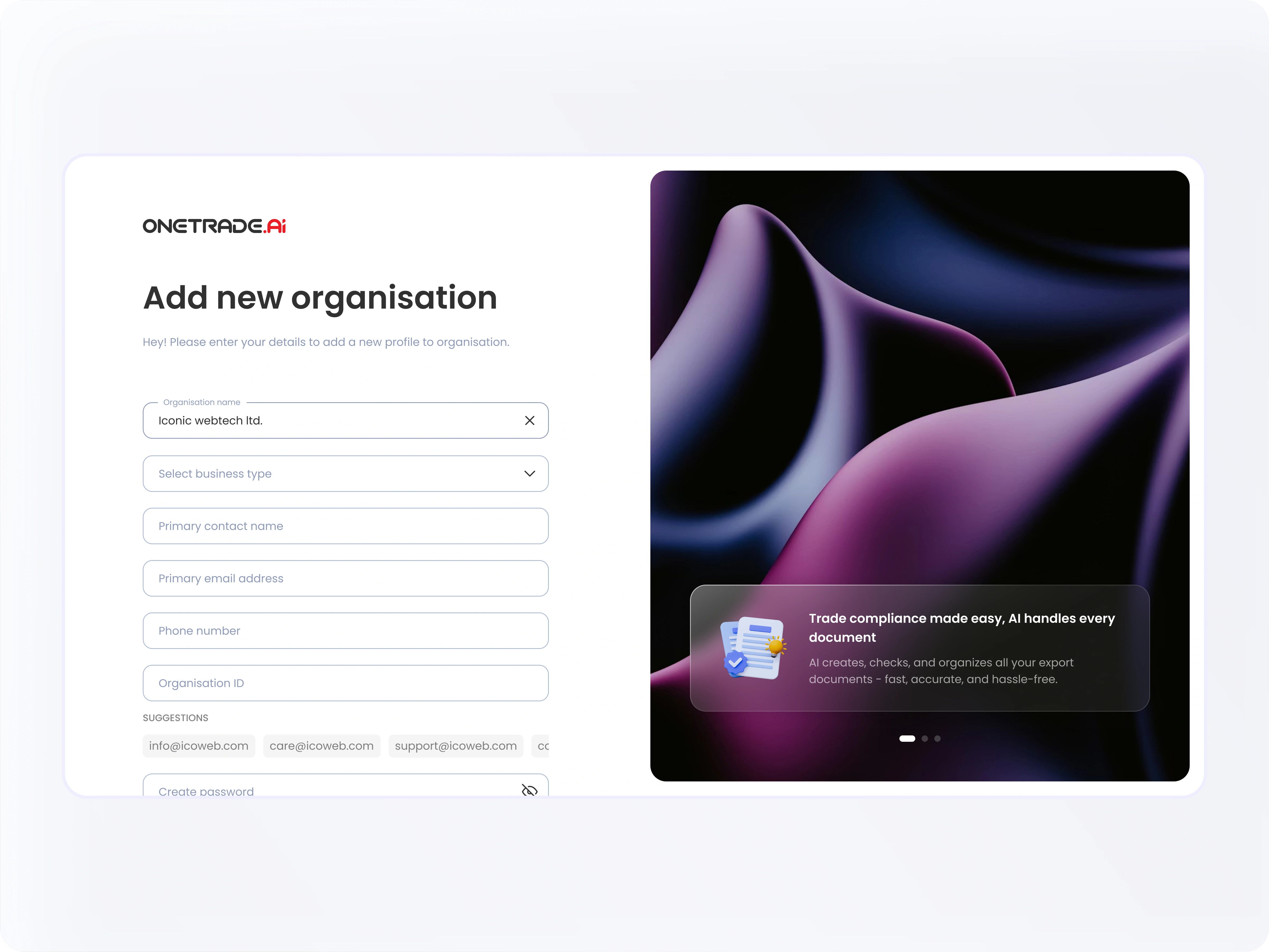 Build your organisation space to collaborate and manage consignments.